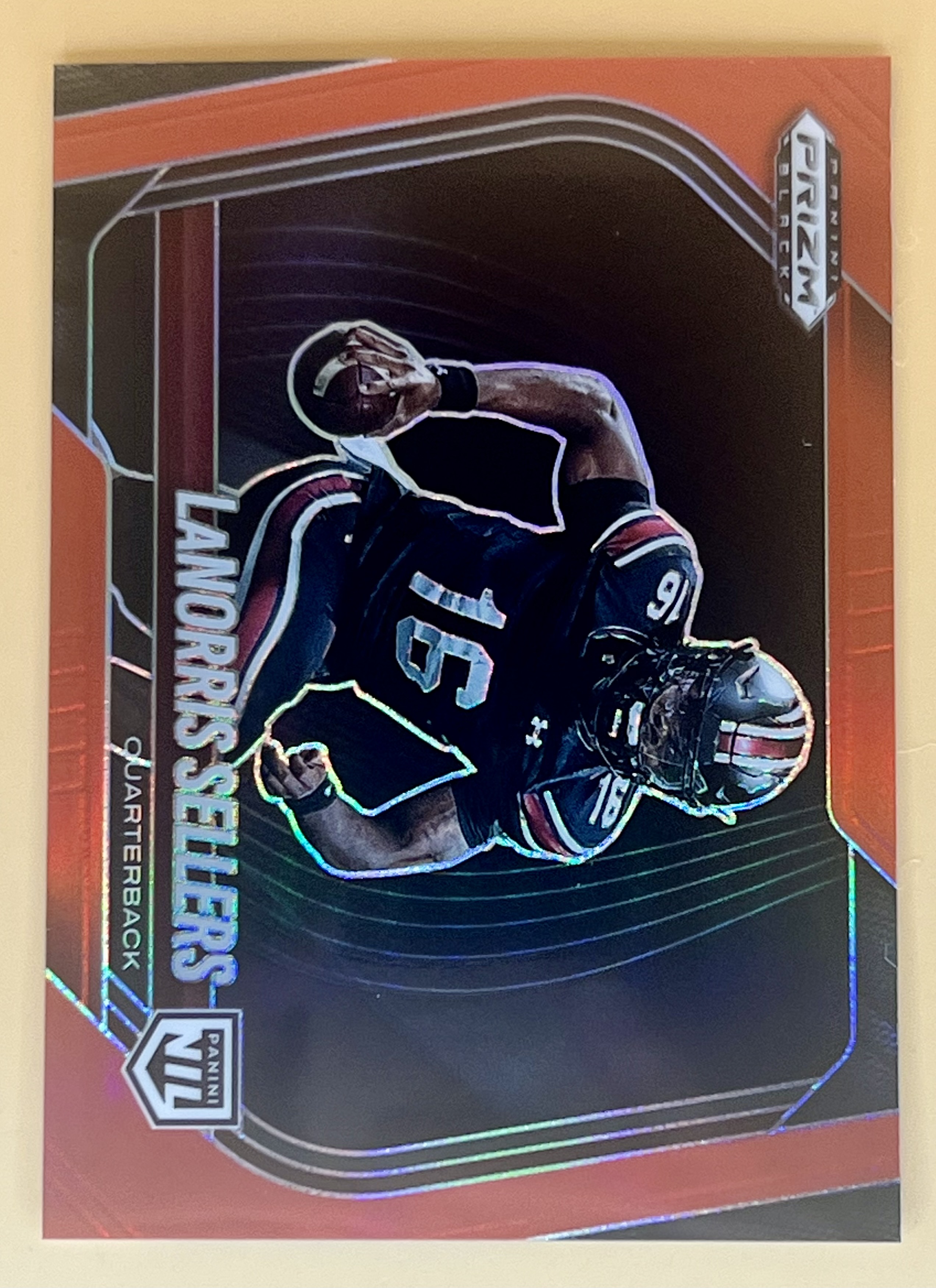 2025  Prizm Black Prospects Extrended LaNorris Sellers #196 Red Prizm /299