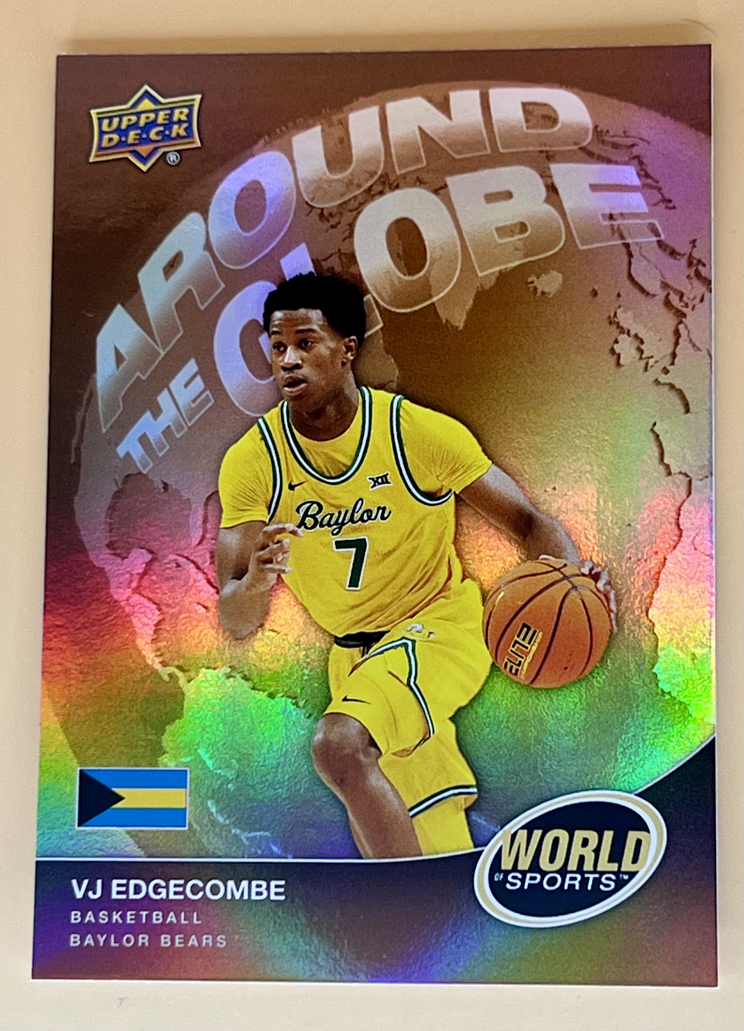 2024 Upper deck World of Sports  VJ Edgecomb #ATG-VE Around the Globe Orange /499 Rookie RC