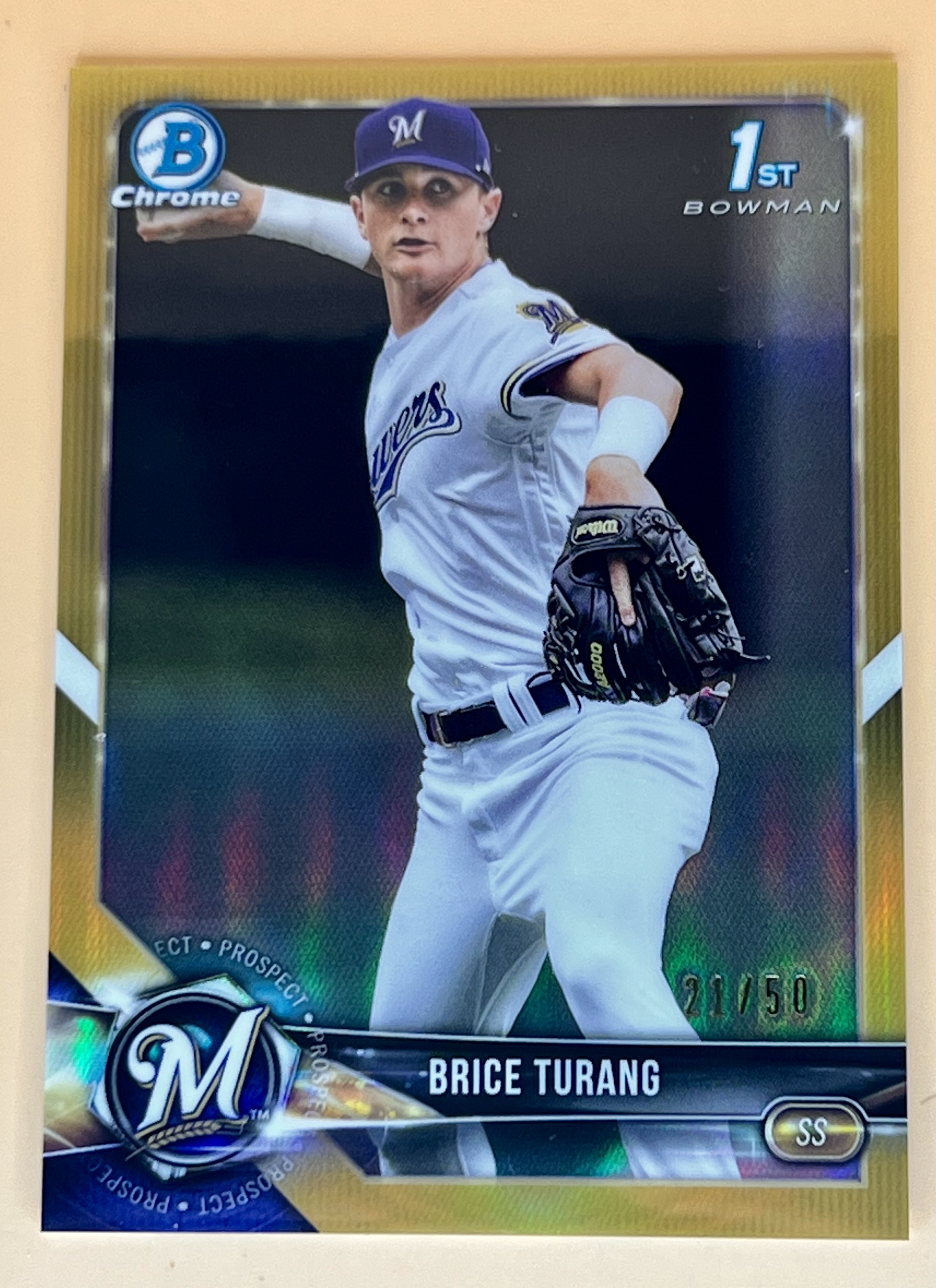2019 Bowman Chrome  Brice Turang #BDC-11 Gold Refractor 1st RC /50 