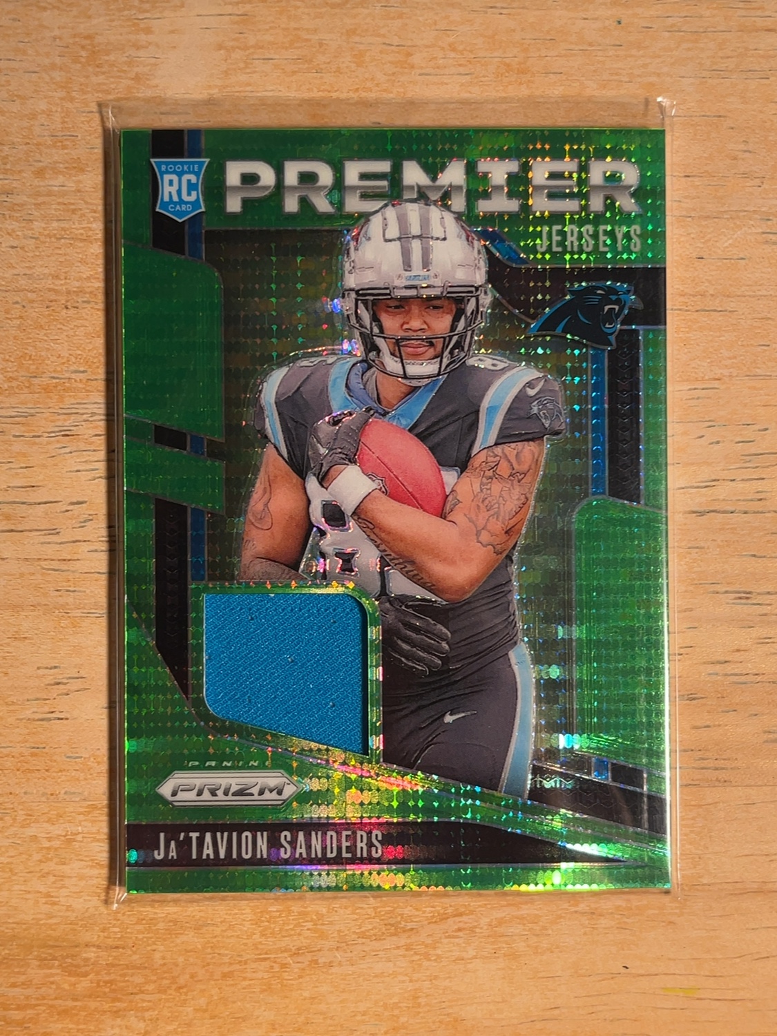 2024 Panini Prizm Ja’Tavion Sanders #PJ-JTS Premier Jerseys Neón Green Pulsar