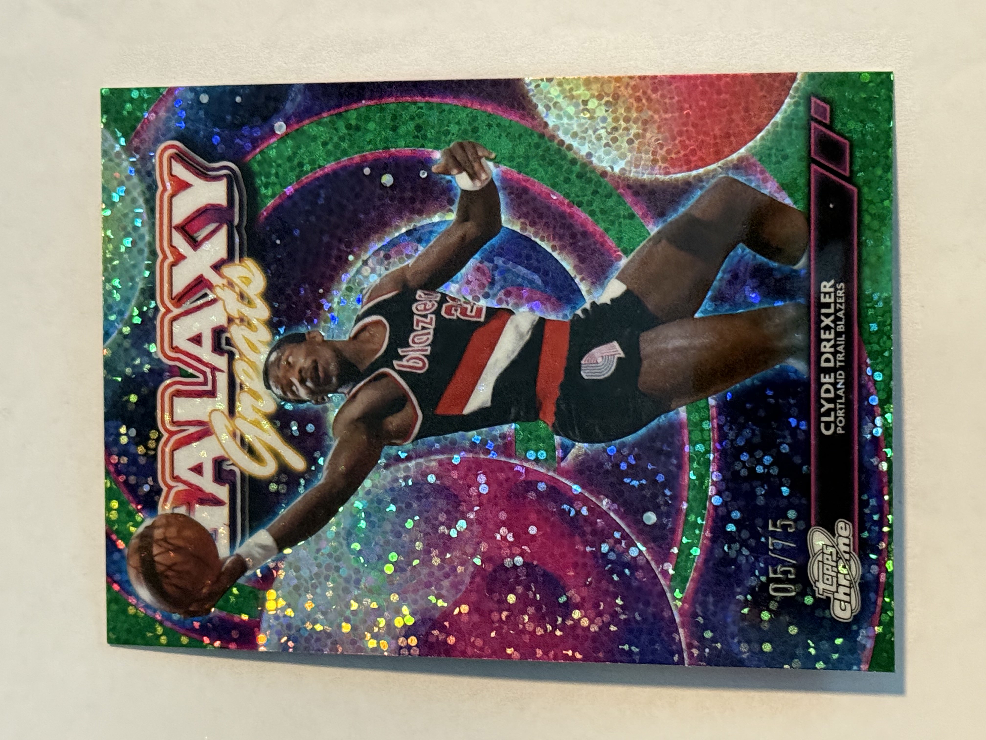 2025-26 Topps Chrome Cosmic Clyde Drexler #05/75 Galaxy Greats Green Space Dust