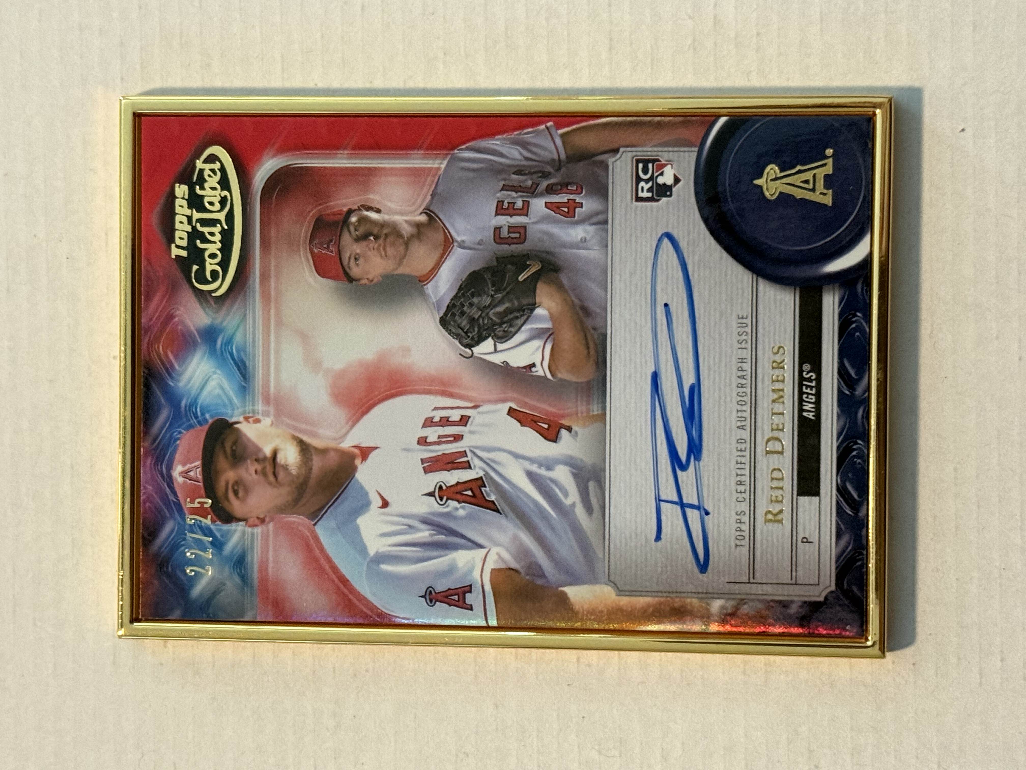 2022 Topps Gold Label Reid Detmers #22/25 Red Auto