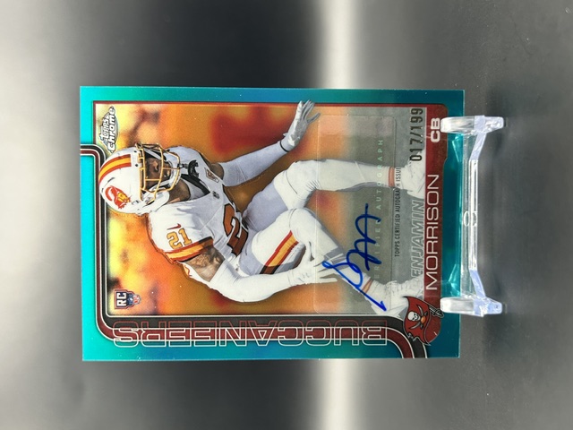 2025 Topps Chrome - Rookie Autographs  Benjamin Morrison ##RA-BM Aqua Refractor 017/199