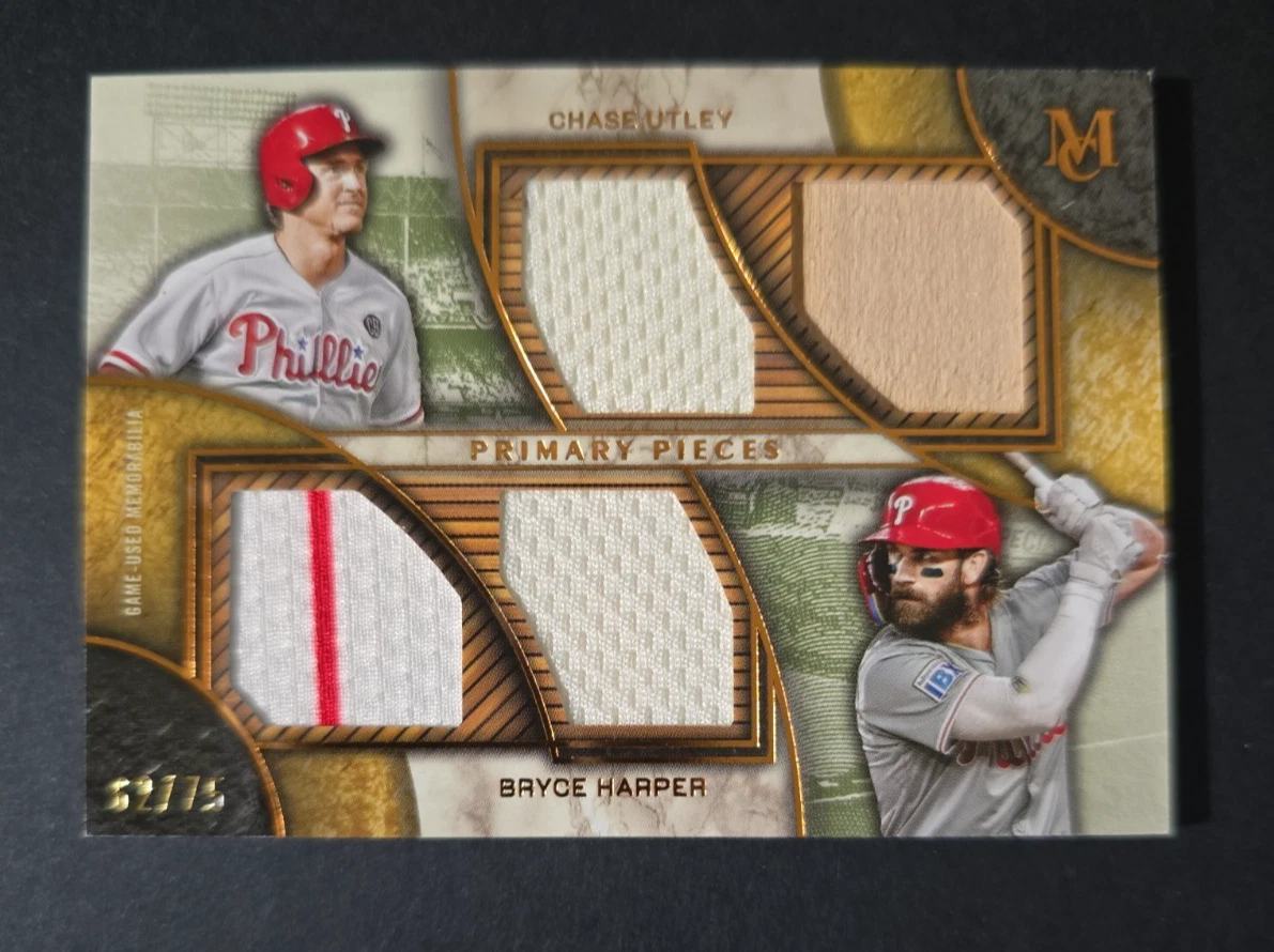 2025 Topps Museum Bryce Harper Chase Utley #DPQR-UH Quad Relic Copper /75