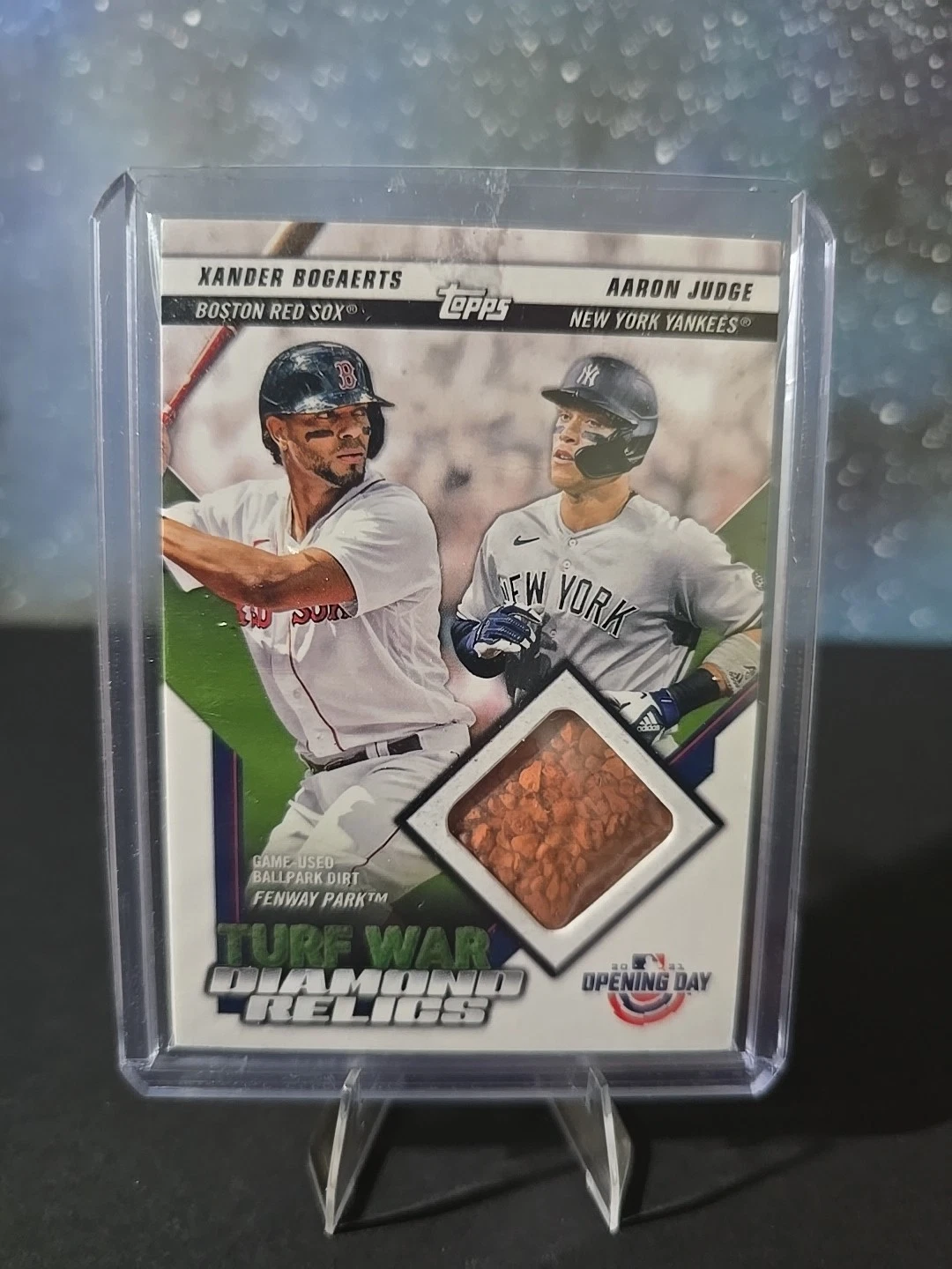 2021 Topps Opening Day Aaron Judge Xander Bogaerts #TWDR-BJ Turf Wars Duel Relic