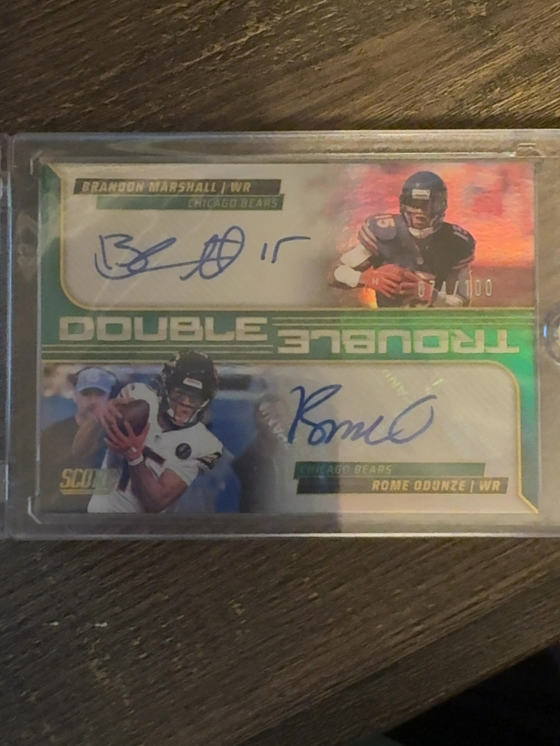 2025 Score Rome Odunze & Brandon Marshall #DT-BMRO Double Trouble auto /100