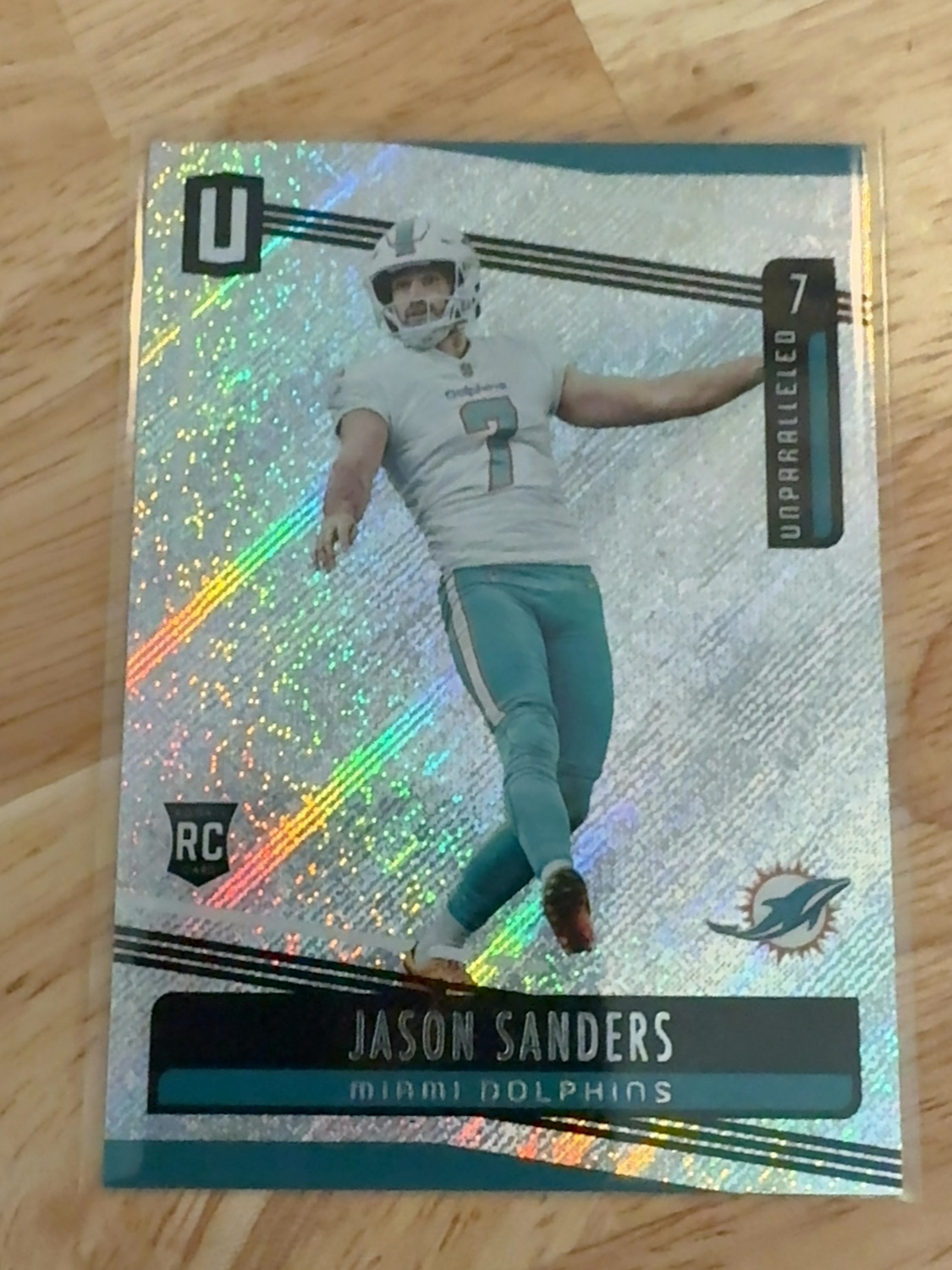 2019 Panini Unparalleled Jason Sanders rookie card- 1 of only 2 true RC’s made!! Miami Dolphins! New York Jets! #25