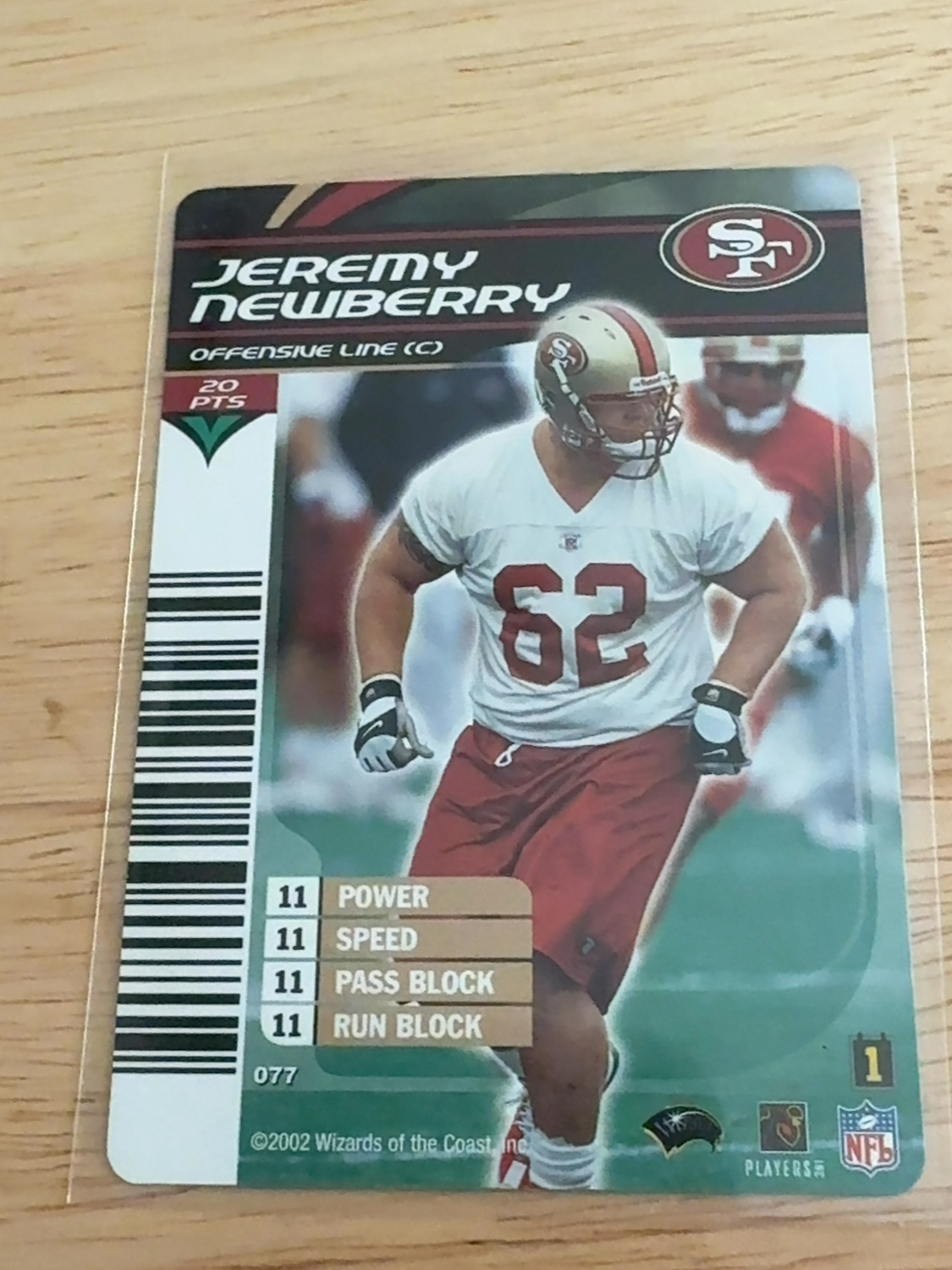 2002 NFL Showdown Jeremy Newberry rookie card - 1 of only 2 true RC’s made! San Francisco 49ers! #077