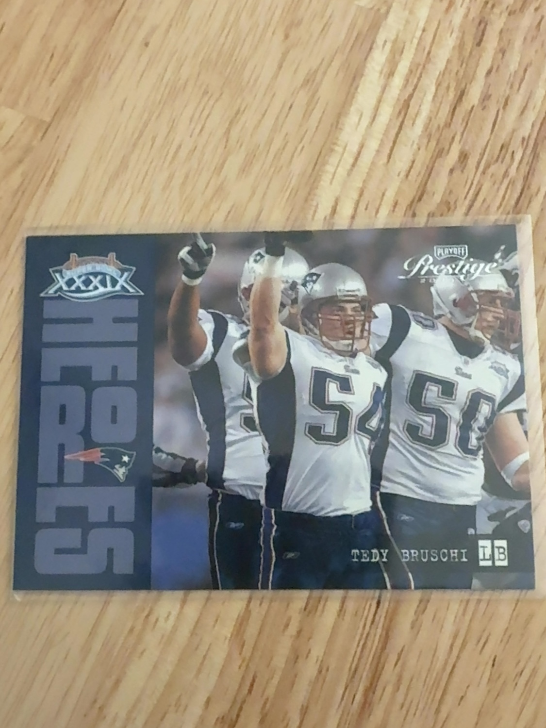 2005 Playoff Prestige Tedy Bruschi Super Bowl Heroes insert New England Patriots! #SH-6 Super Bowl XXXIX Heroes