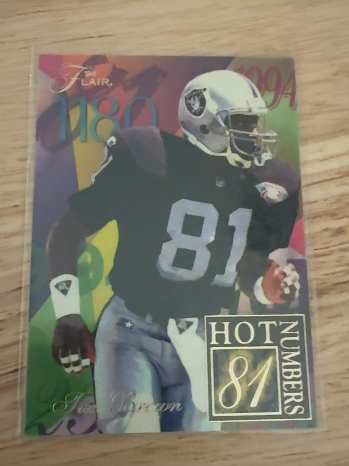 1994 Flair Tim Brown “Hot Numbers” Insert card! Raiders! #3