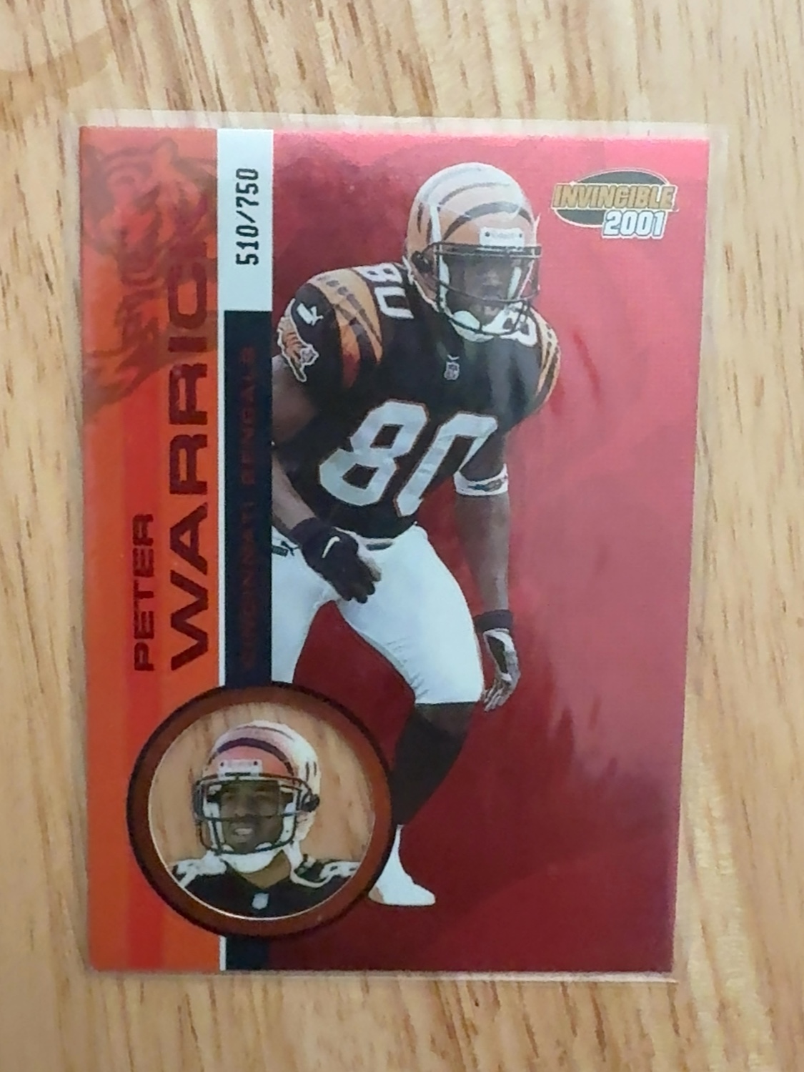 2001 Pacific Invincible Peter Warrick Red Foil Acetate Parallel #/750! Cincinnati Bengals! Florida State! #53
