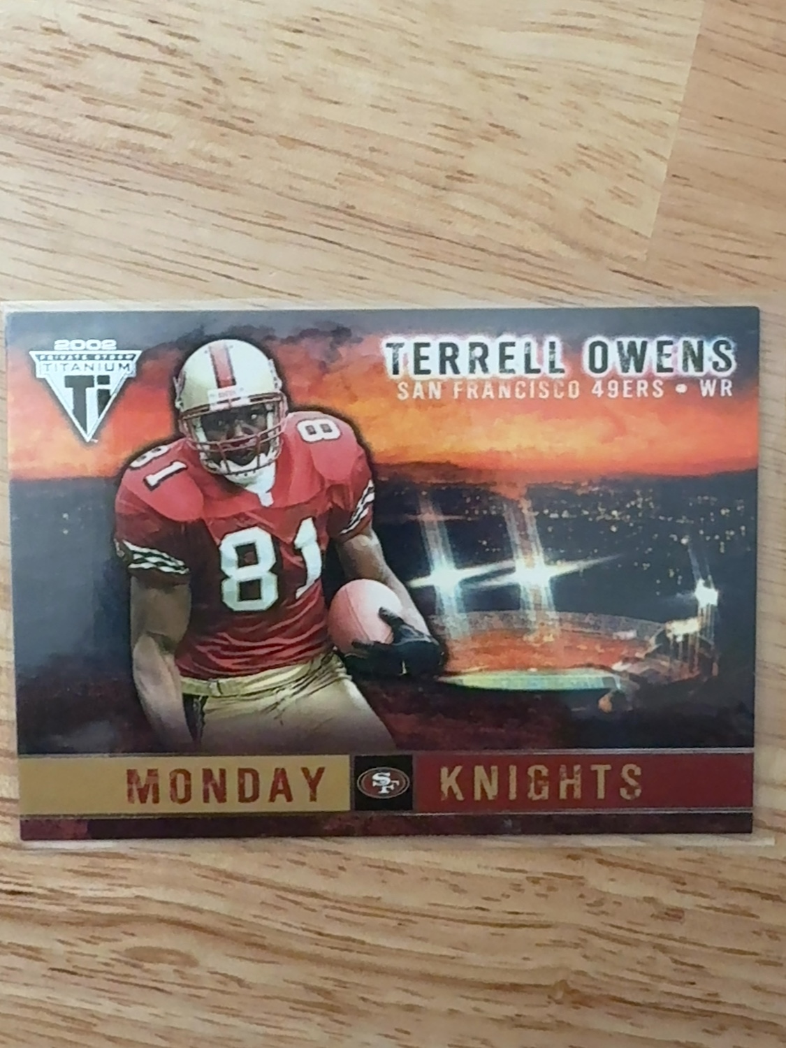 2002 Pacific Titanium Terrell Owens Monday Knights Insert Card! San Francisco 49ers! #18 Private Stock