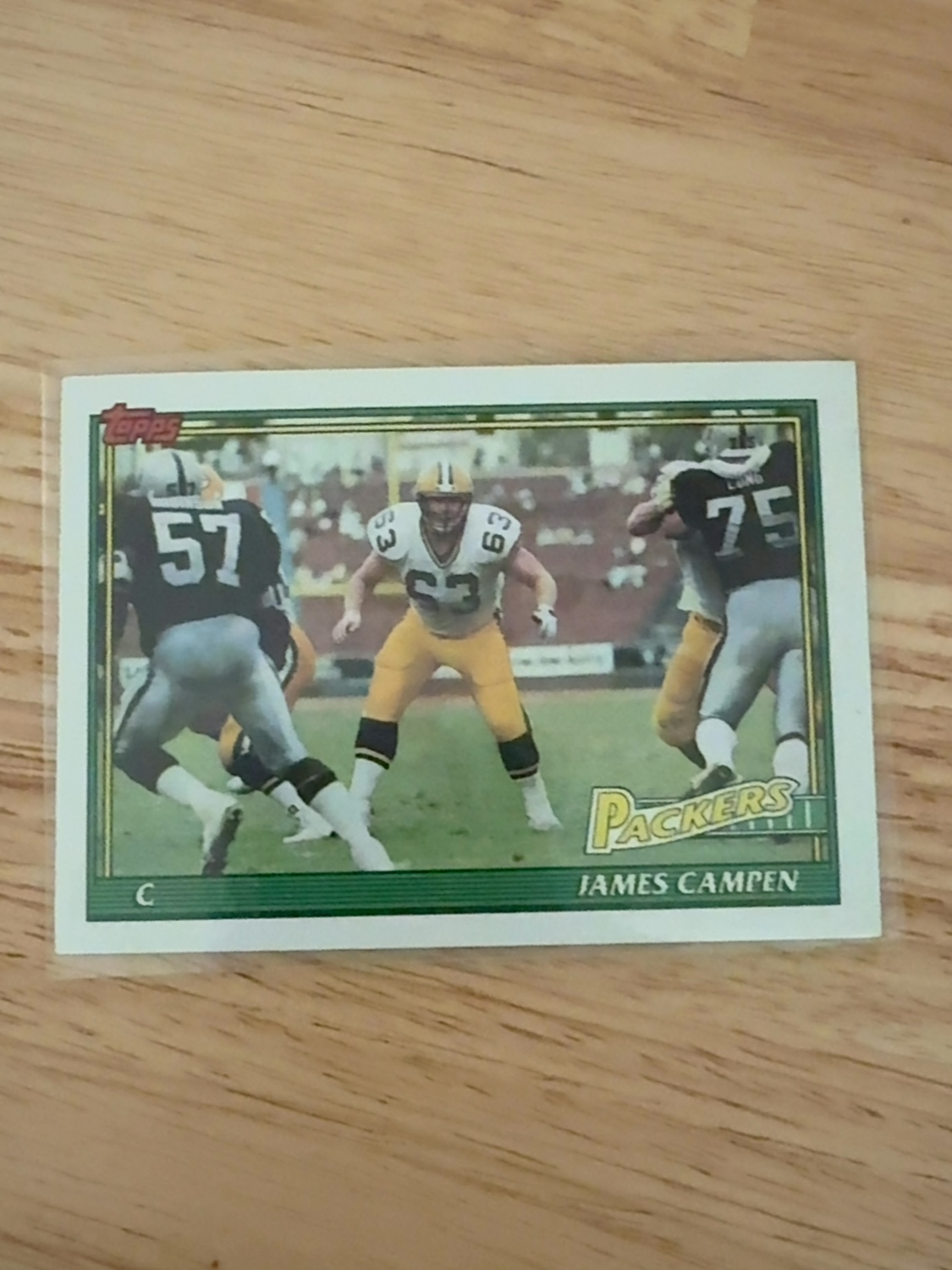 1991 Topps James Campen rookie card - 1 of only 3 made!!! Green Bay Packers! #454
