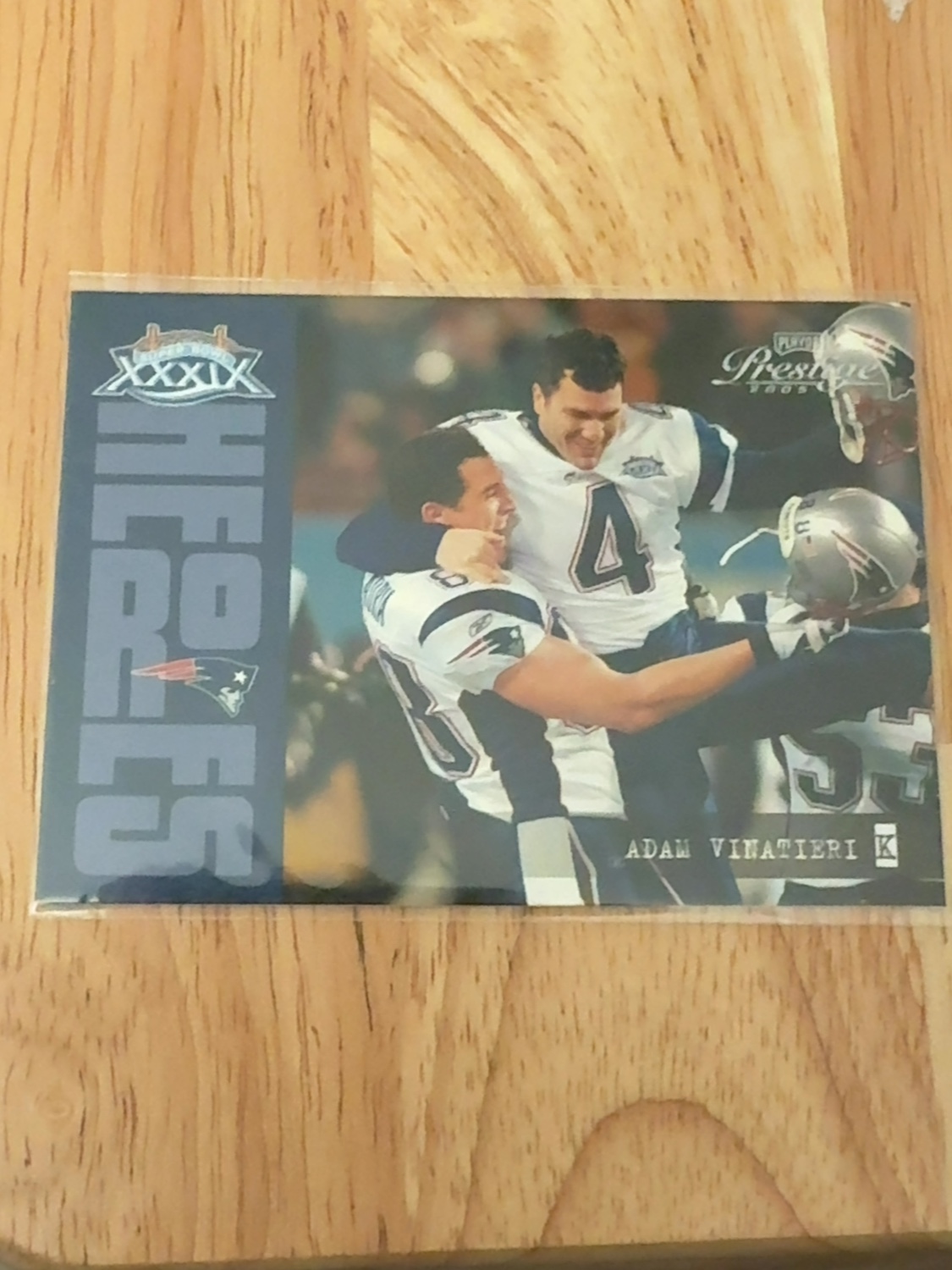 2005 Playoff Prestige Adam Vinatieri Super Bowl Heroes Insert Card! New England Patriots!! #SH-8 Super Bowl XXXIX Heroes