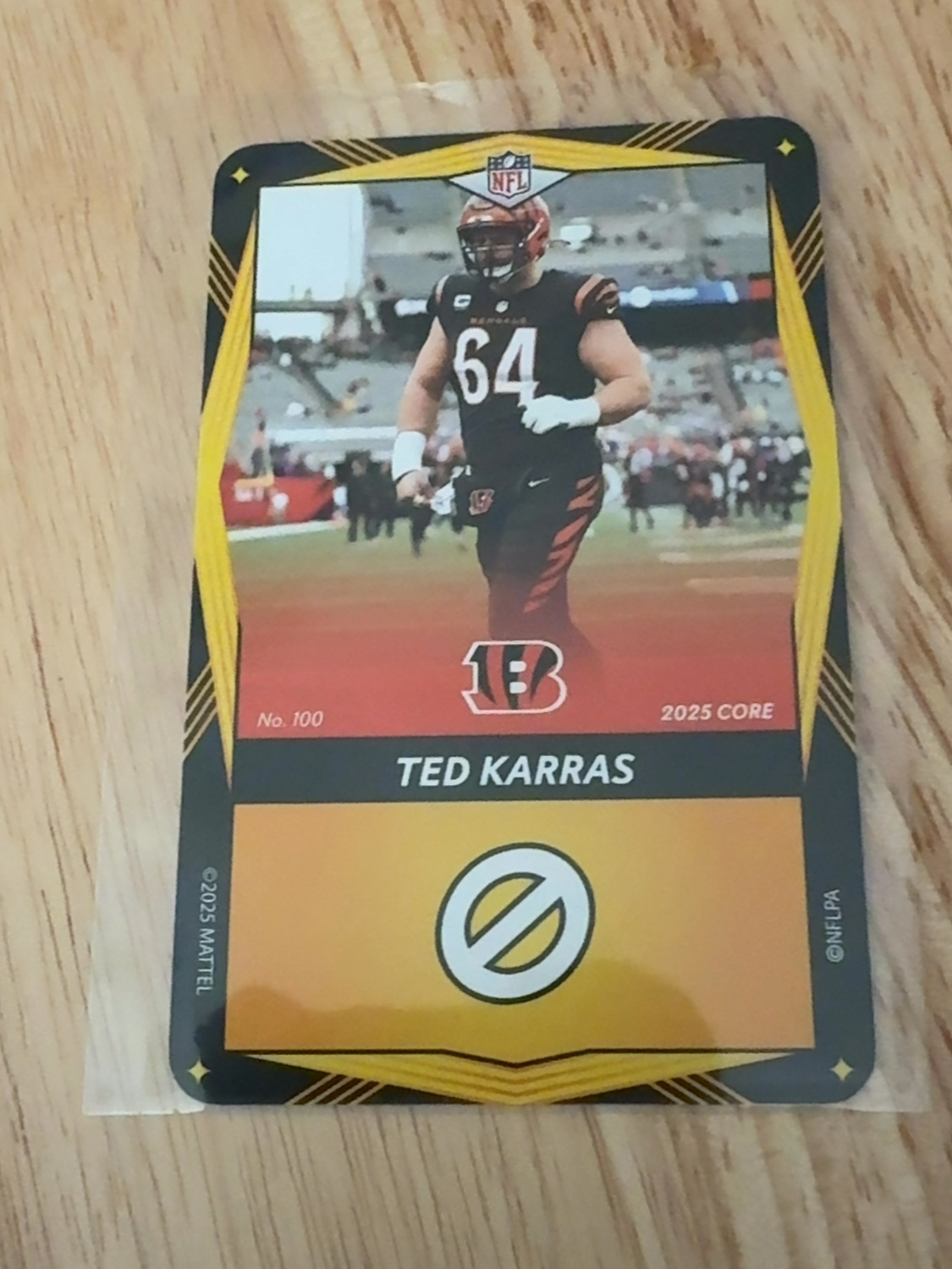 2025 UNO Elite Ted Karras Rookie Card - the only one made! Bengals! Patriots! #100 Yellow Version 