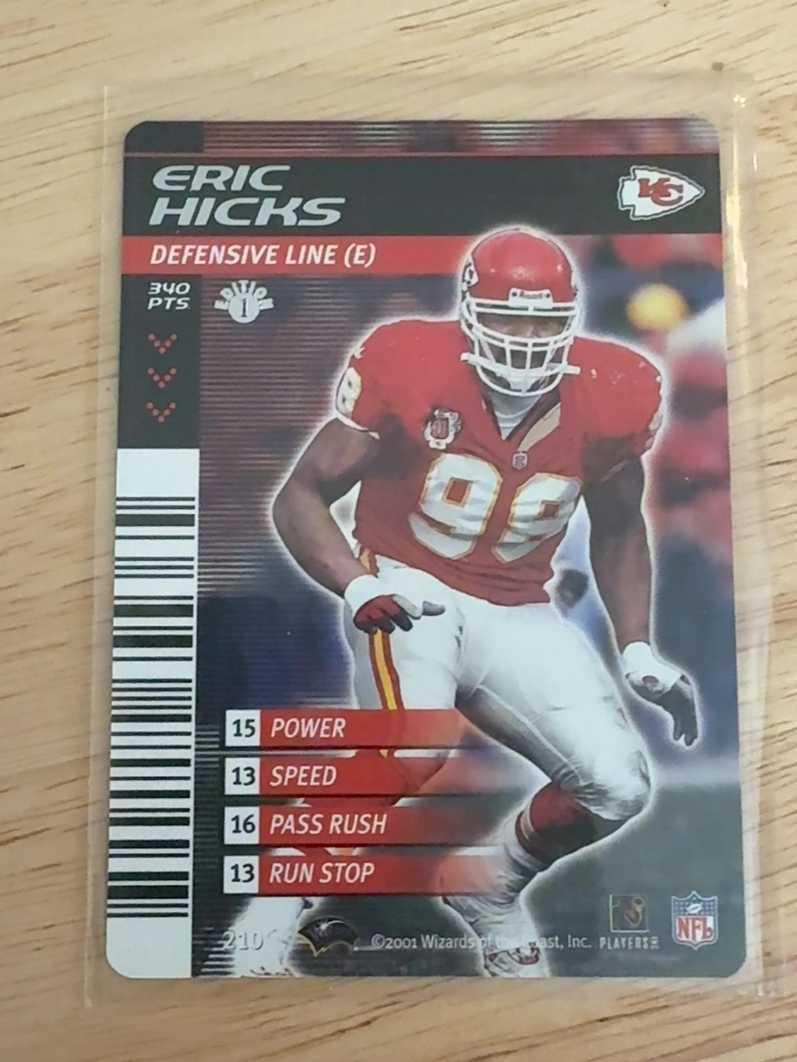 2001 NFL Showdown Eric Hicks RC- one of only 2 ever printed!! KC Chiefs #210 1st Edition