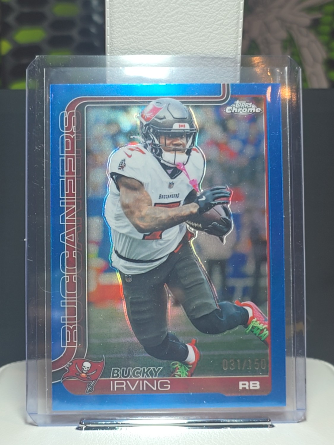 2025 Topps Chrome Football Bucky Irving #285 Blue Refractor 31/150