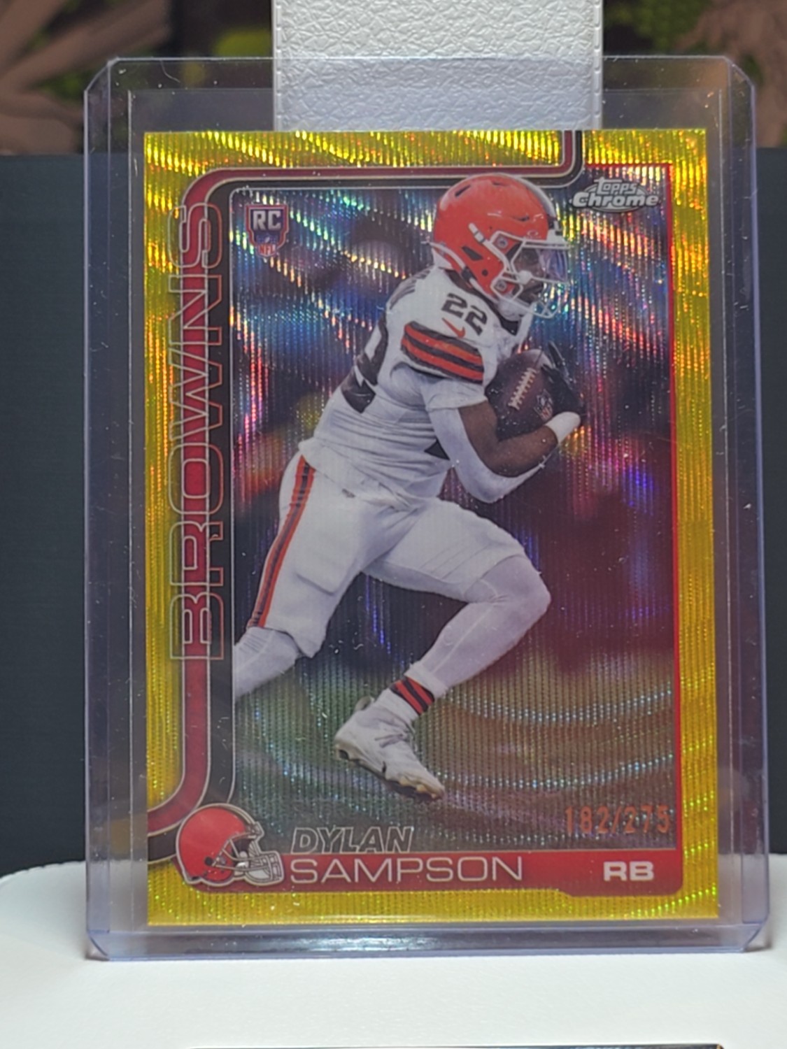 2025 Topps Chrome Football Dylan Sampson #308 Yellow Wave Refractor 182/275