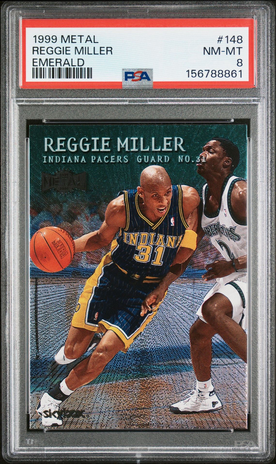 1999-00 Skybox Metal Reggie Miller #148 Emerald