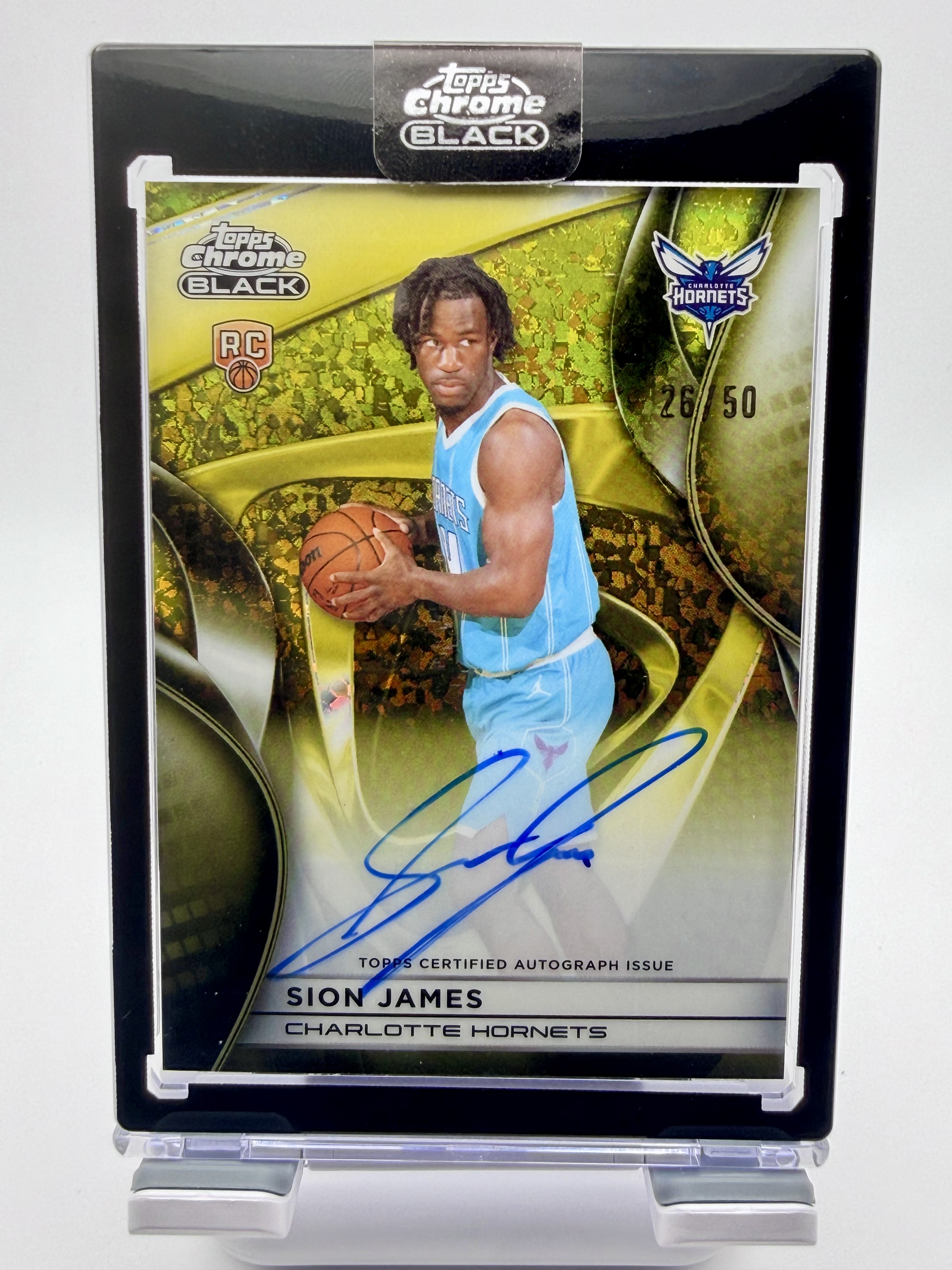2025-26 Topps Chrome Black - Rookie Autographs Sion James #RA-SJ Gold Mini-Diamond Refractor