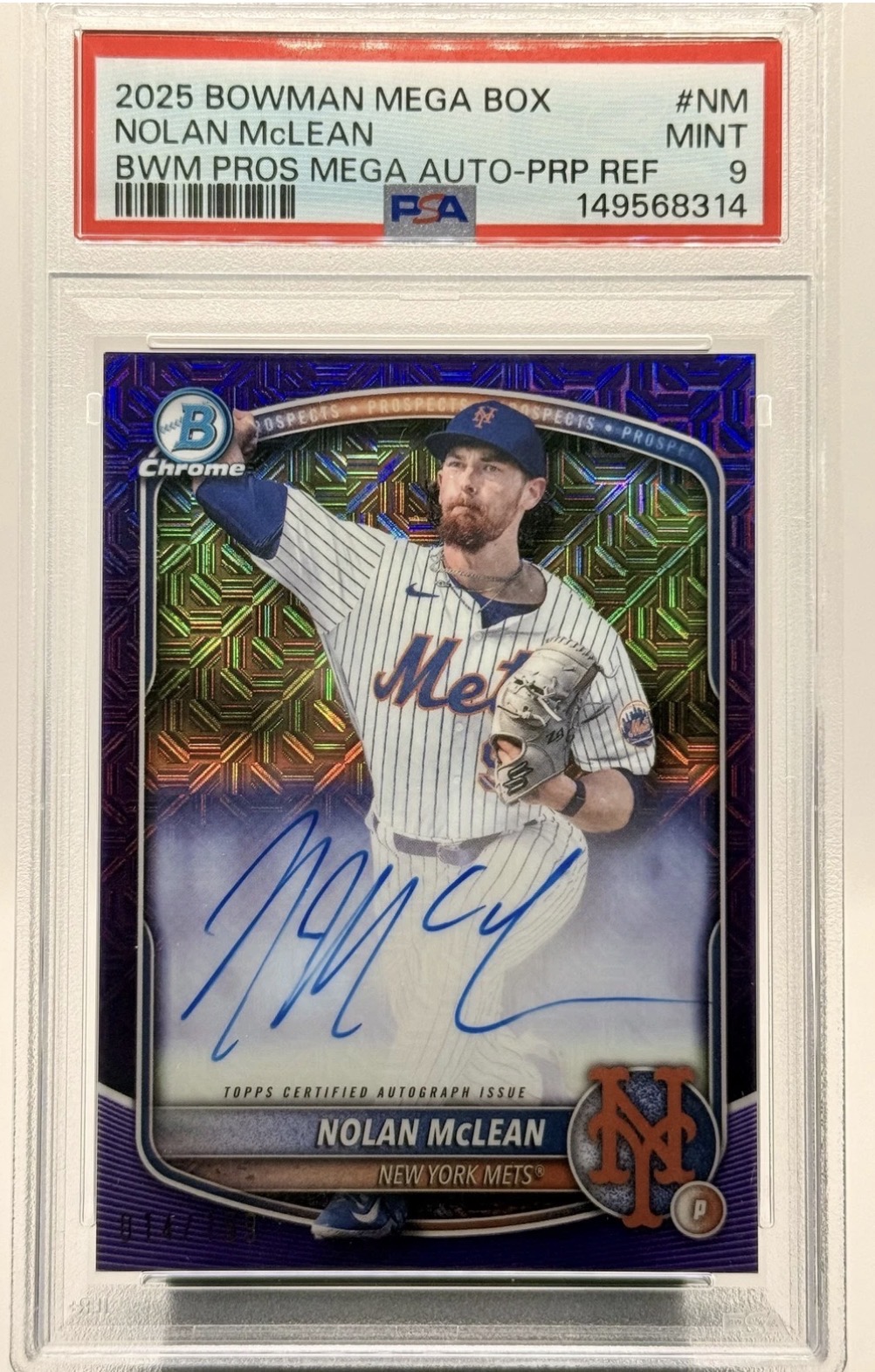 2025 Bowman Baseball Nolan McLean #BMA-NM Mojo Purple Refractor Auto