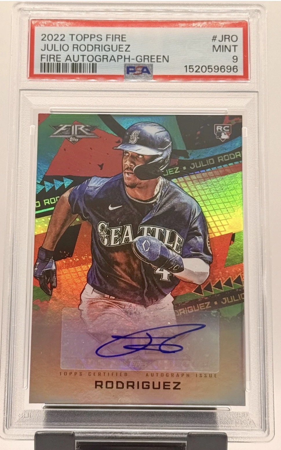 2022 Topps Fire Julio Rodriguez #FA-JRO Autographs Green