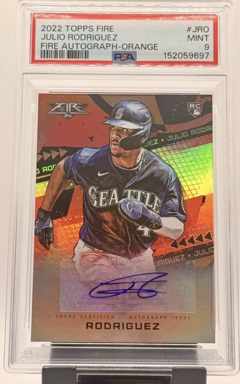 2022 Topps Fire Julio Rodriguez #FA-JRO Autographs Orange