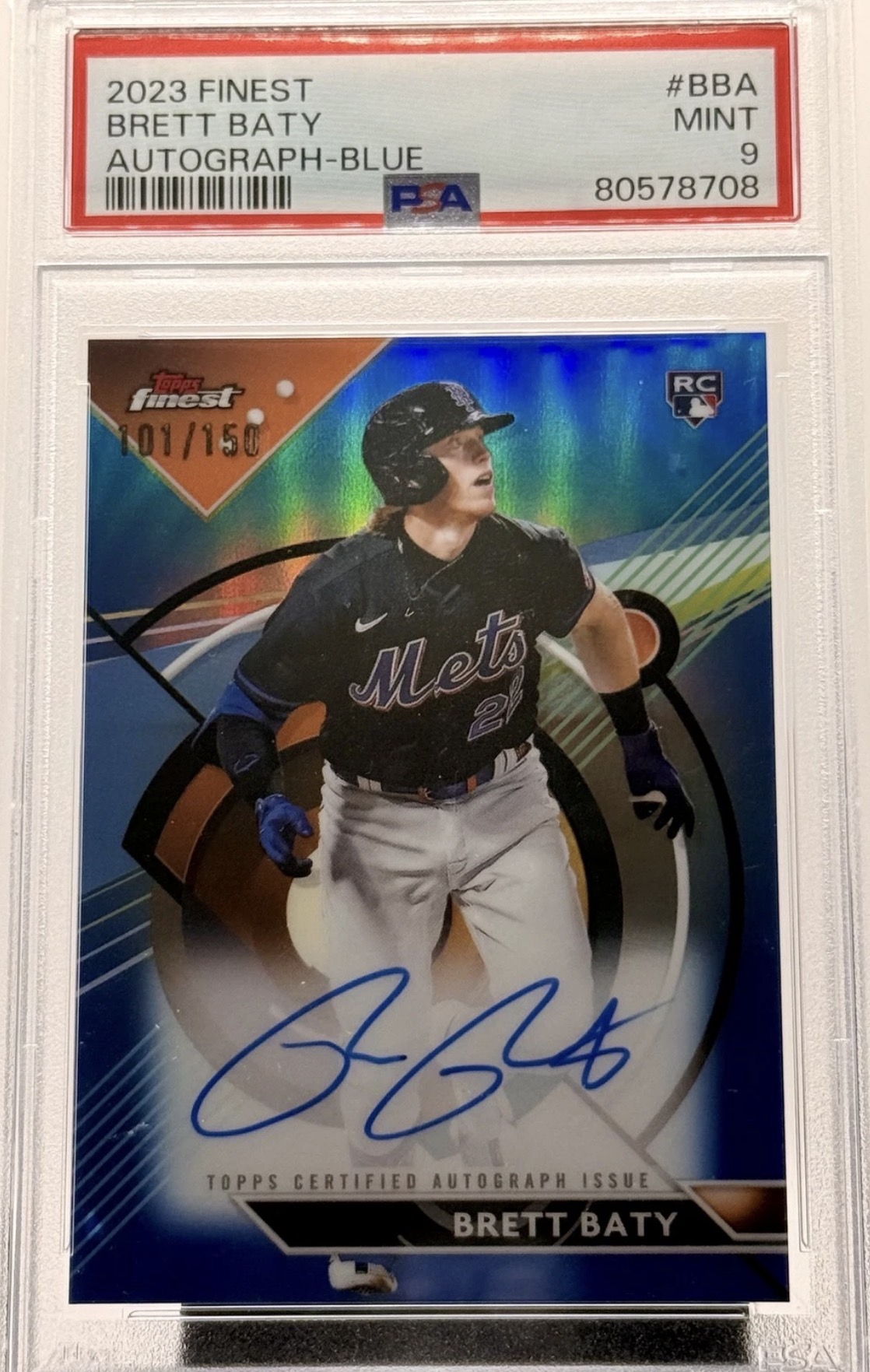 2023 Topps Finest Brett Baty #FA-BBA Finest Autograph Blue Refractor