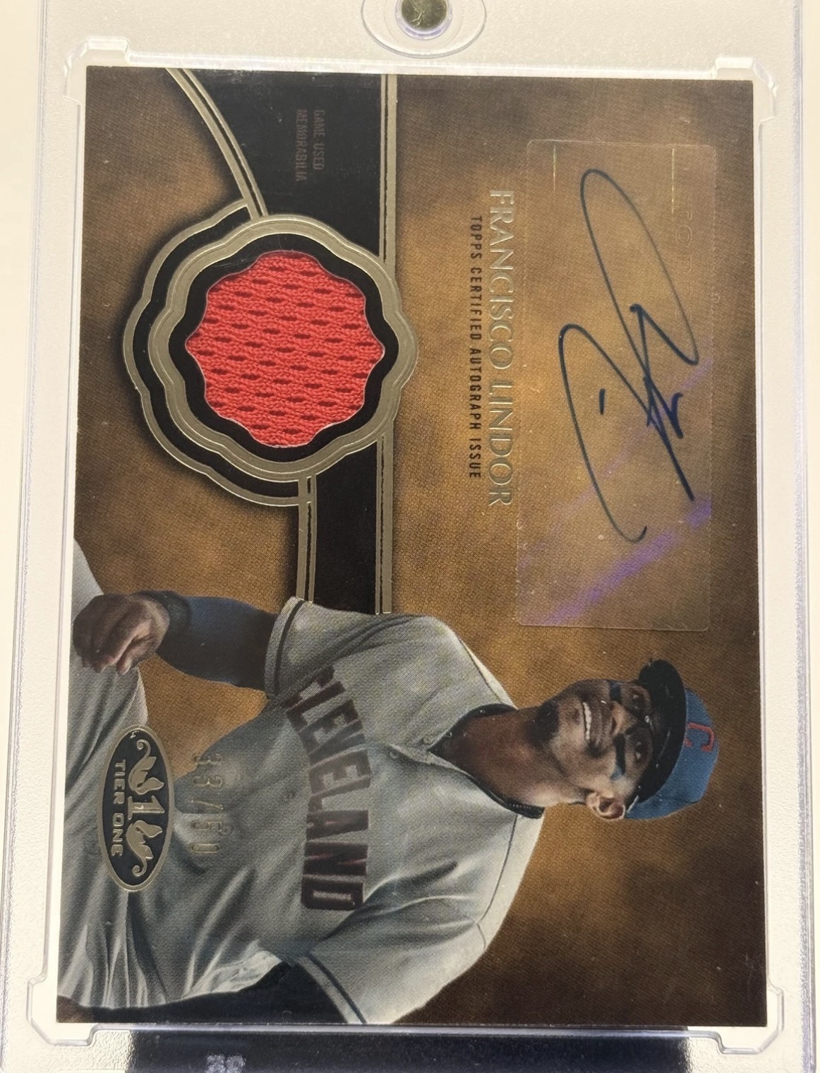 2019 Topps Tier One Fransisco Lindor #T1AR-FL Autographed Tier One Relics
