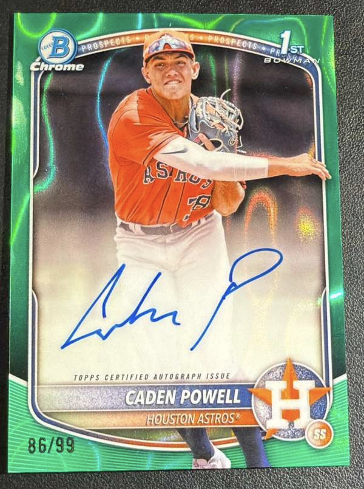 2025 Bowman Chrome Caden Powell #CPA-CPO Green Lava