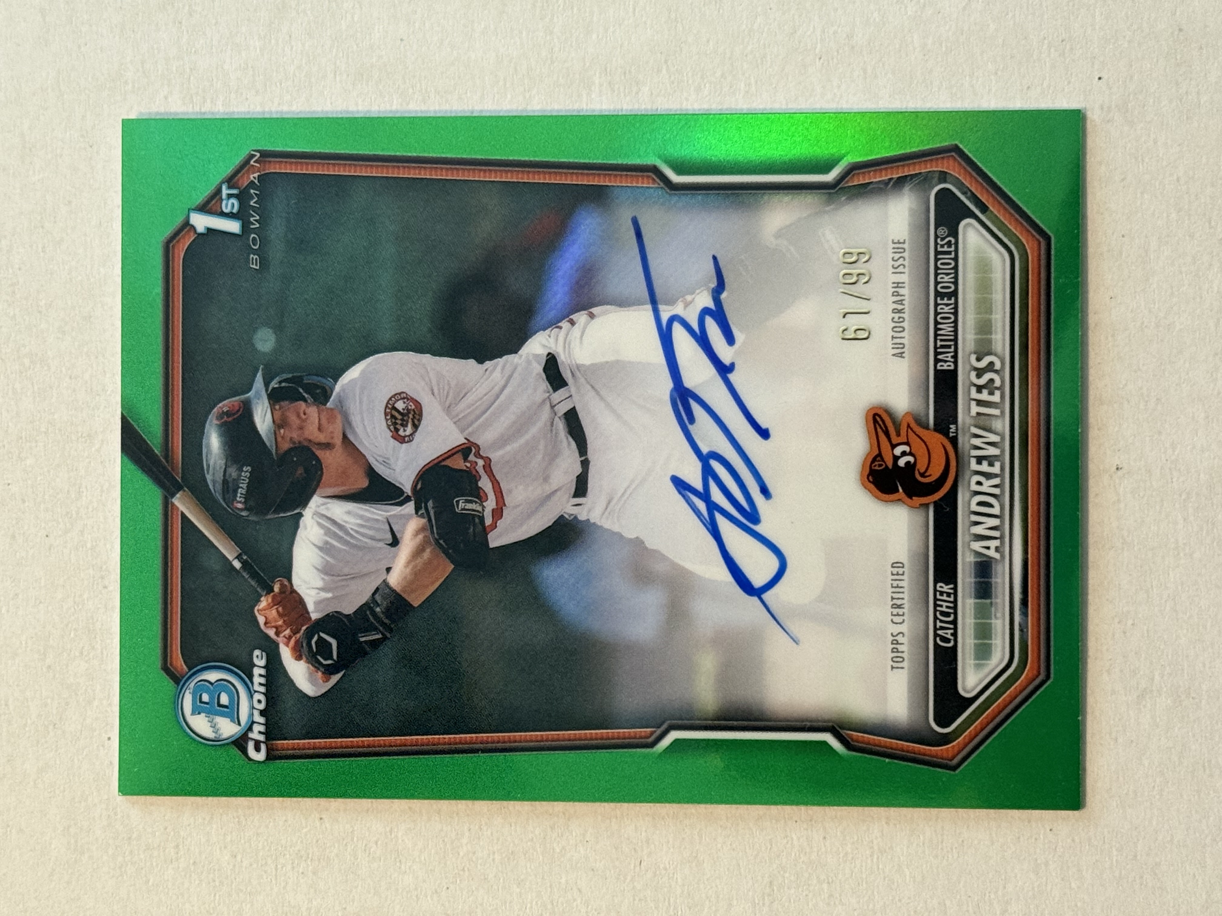 2026 Bowman Andrew Tess #61/99 Green Refractor Autograph