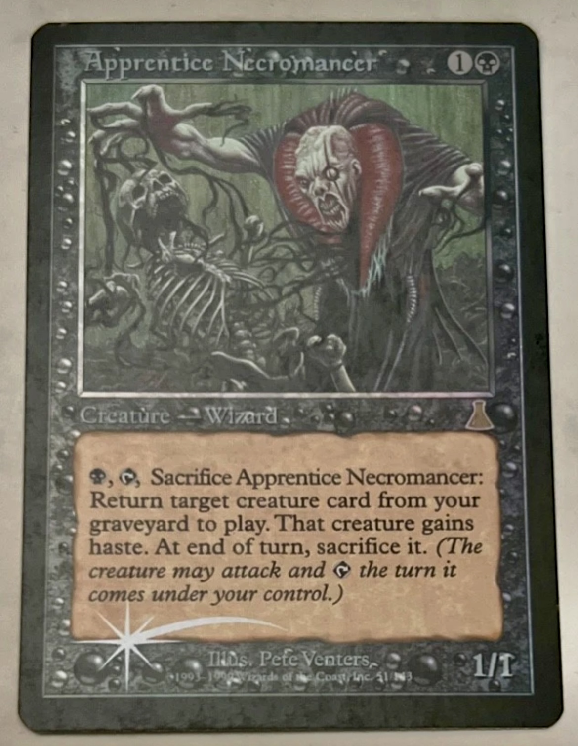 MTG Urza’s Destiny Apprentice Necromancer Foil #51 Never played Black Creature Wizard