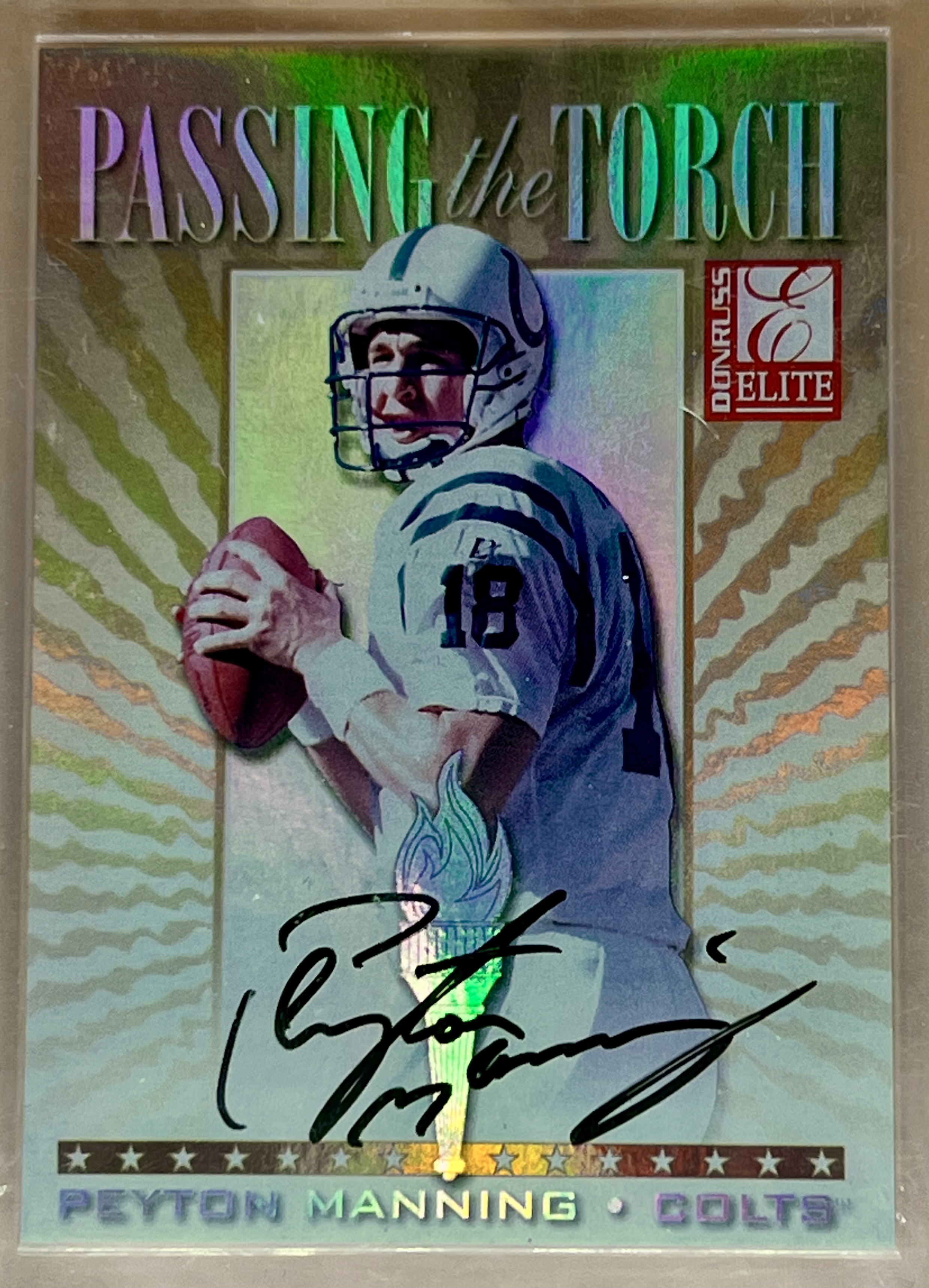 1999 Donruss Elite Peyton Manning #3 Passing The Torch Auto Autograph /100