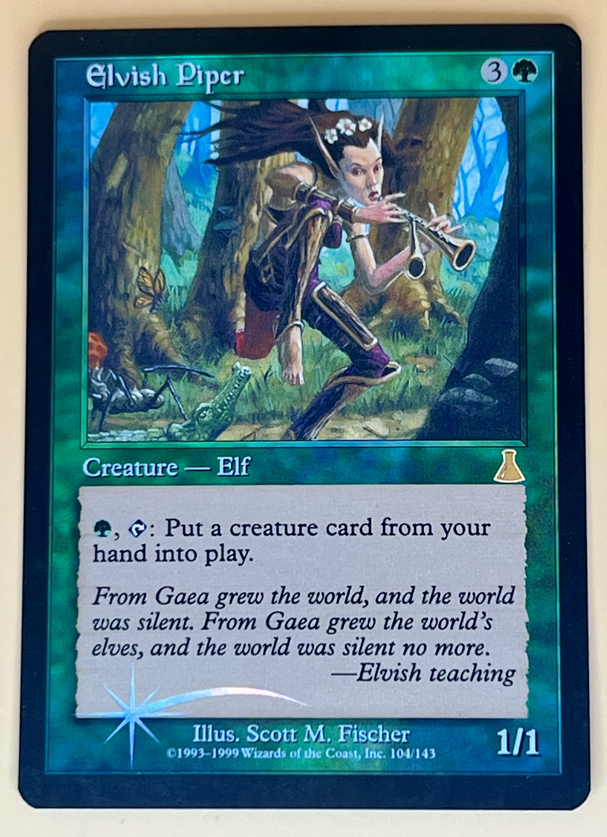 Urza’s Destiny MTG Magic The Gathering Elvish Piper #104 Green Foil Rare Creature Elf Never Played🔥🔥