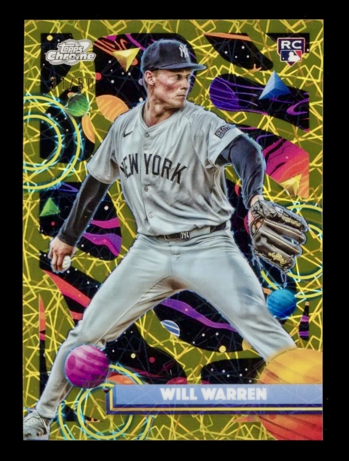 2025 Topps Chrome Cosmic Will Warren #23 Gold Interstellar Refractor /50 RC Rookie 🔥🔥👀