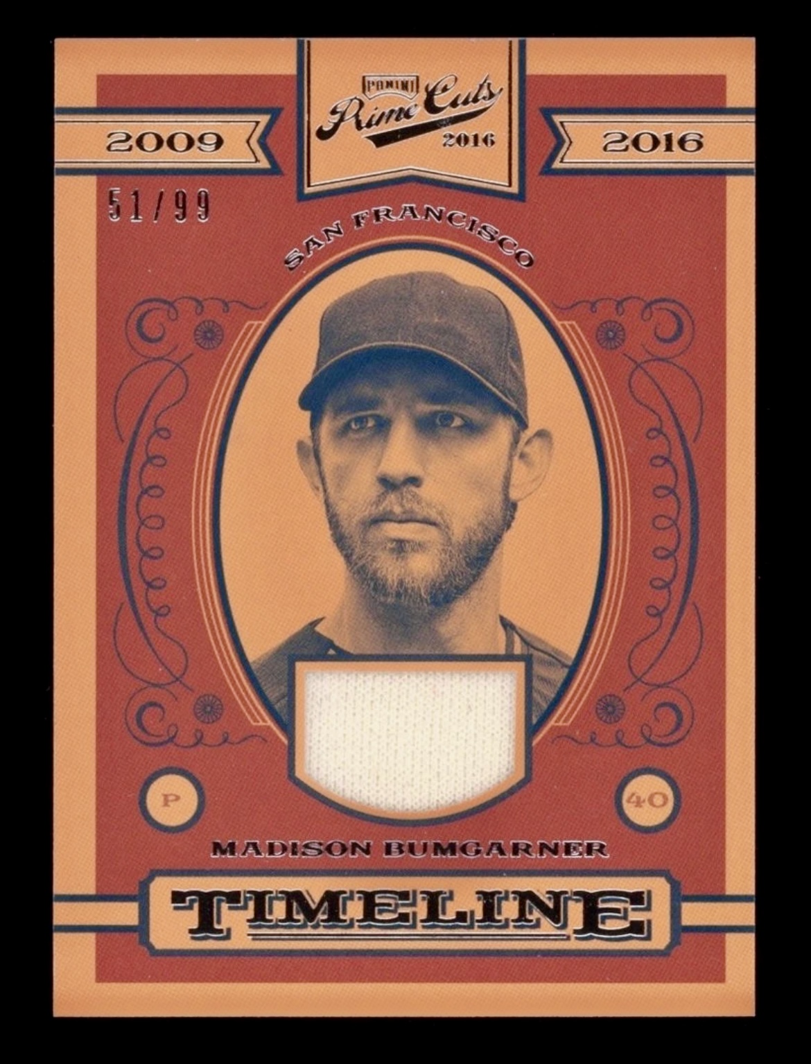 2016 Panini Prime Cuts Madison Bumgarner #T-MB Timeline Relic /99