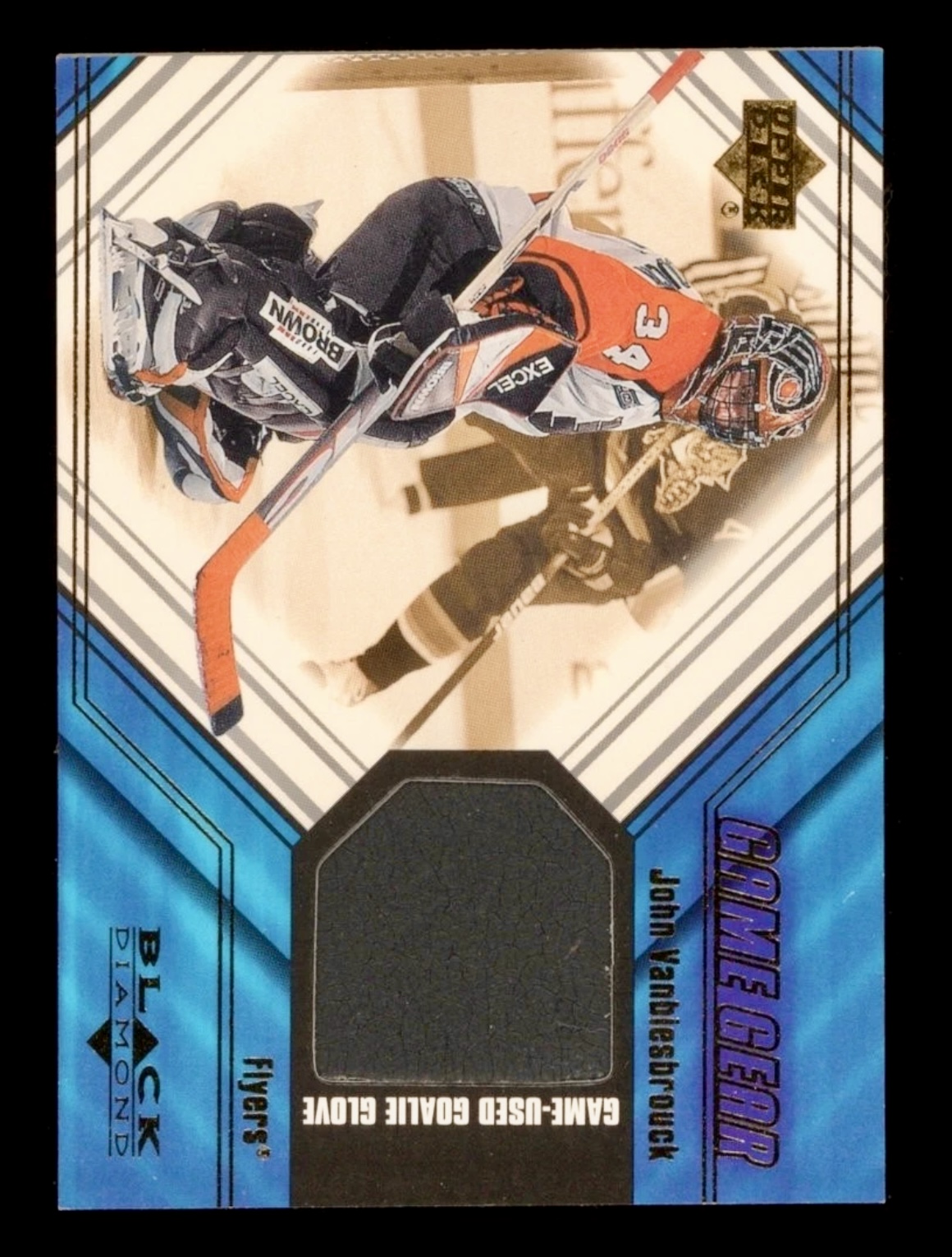2000-01 UD Black Diamond John Vanbiesbrouck #C-JV Game Gear Goalie Glove Relic