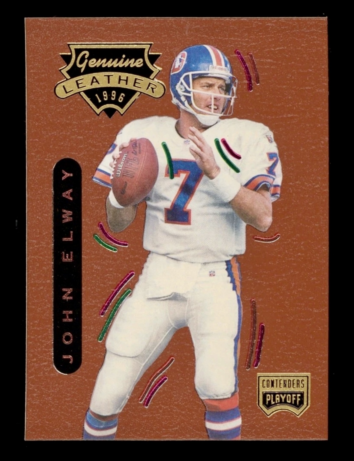 1996 Playoff Contenders John Elway #7 Genuine Leather 🔥👀