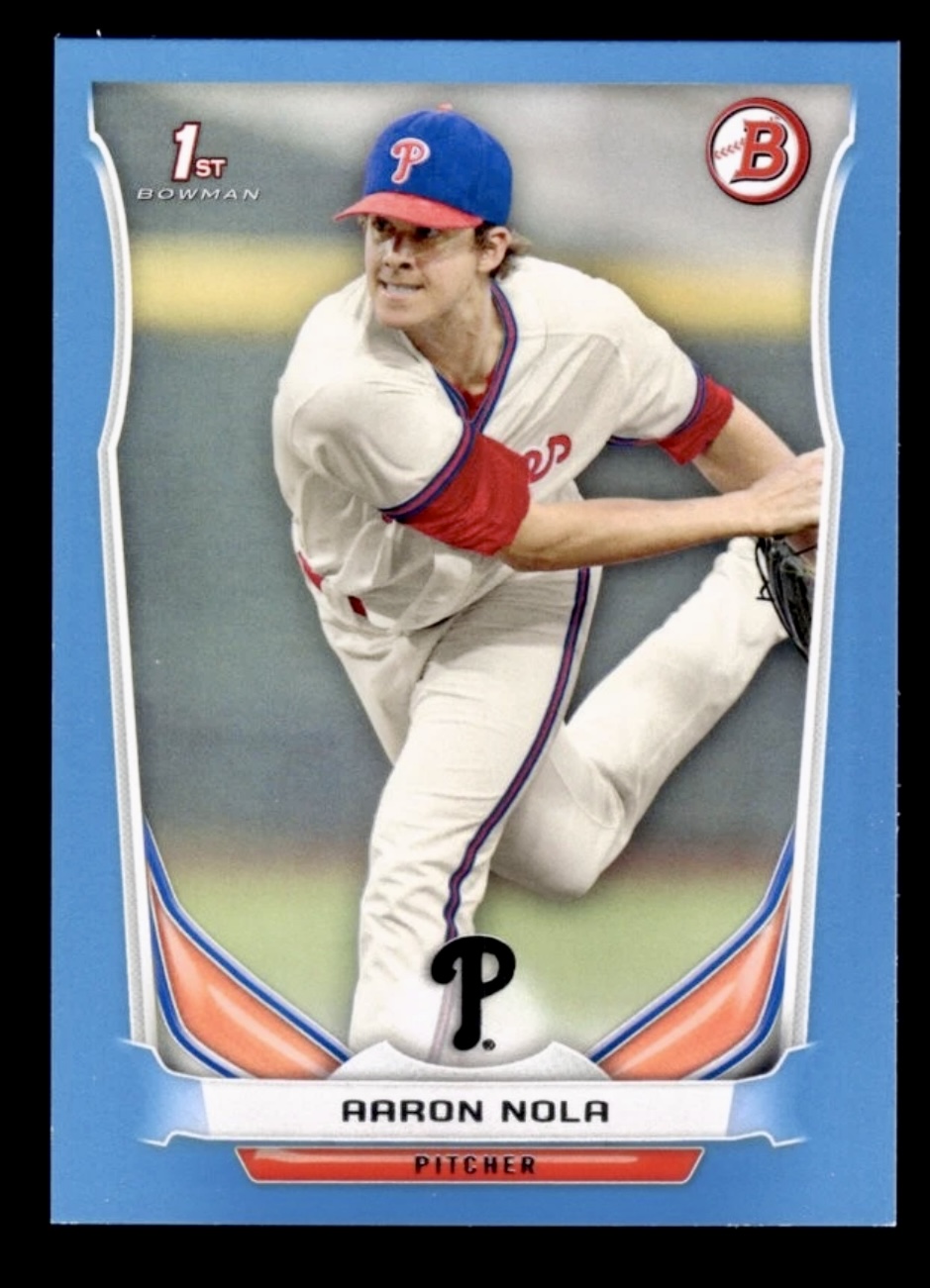 204 Bowman Aaron Nola #DP4 Blue 1st Draft picks /399 Rookie