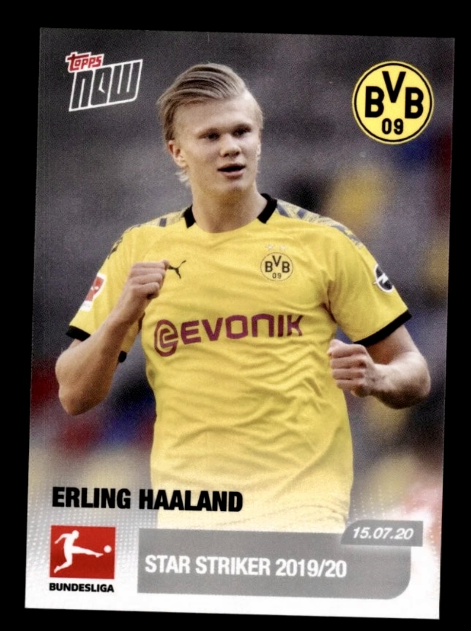 2020 Topps Now Bundesliga Erling Haaland #195 Star Striker Rookie RC