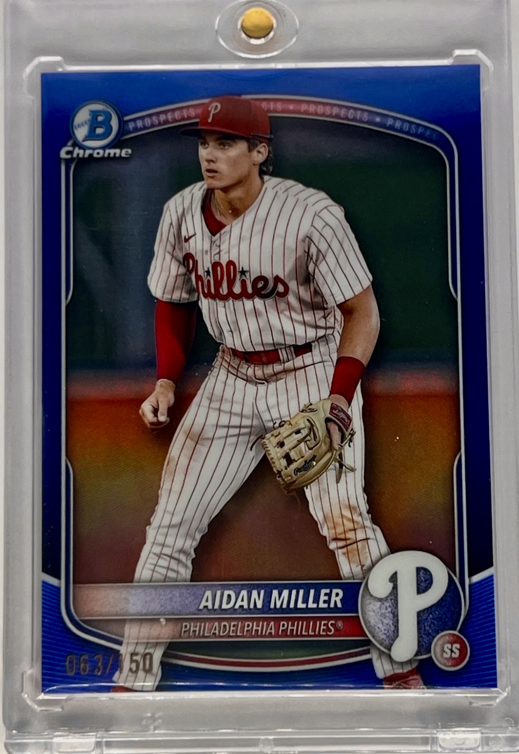 2025 Bowman Chrome Prospects Aidan Miller #BCP54 Blue Refractor Rookie RC /150