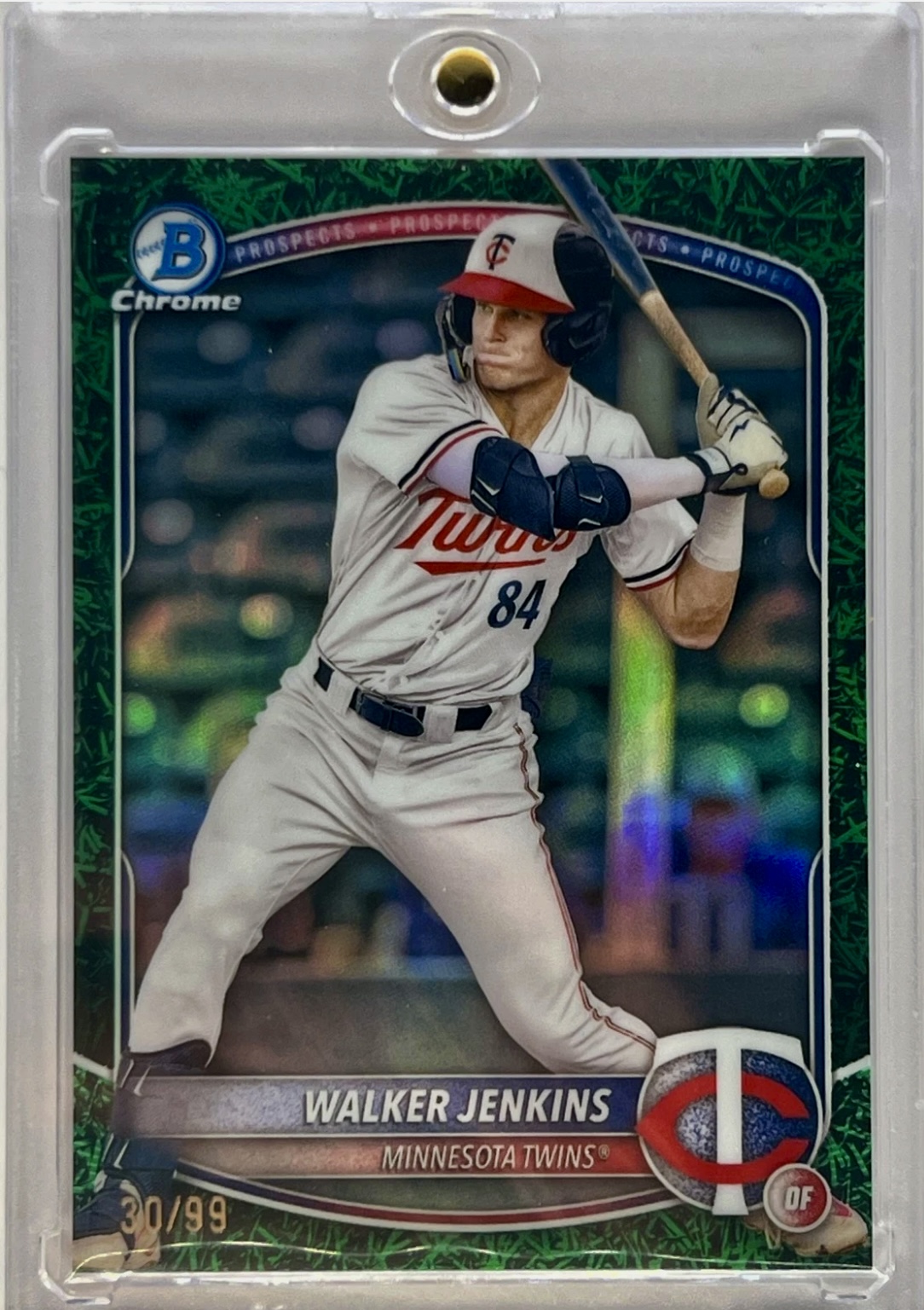 2025 Bowman Chrome Prospects Walker Jenkins #BCP1 Green Grass Refractor Rookie RC /99