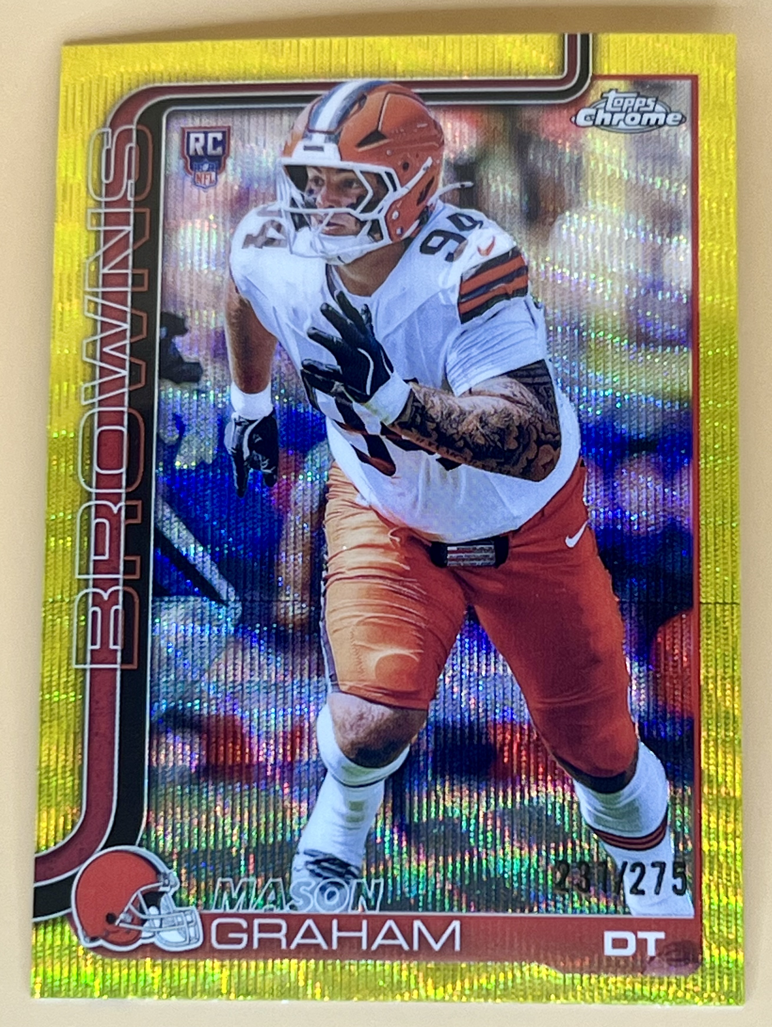 2025 Topps Chrome Mason Graham #302 Yellow Wave Refractor Rookie RC /275