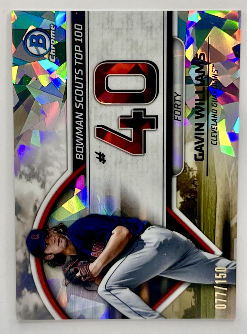 2023 Bowman Gavin Williams #BTP-40 Bowman Scouts Top 100 silver Ice Atomic Refractor /150 🔥🔥