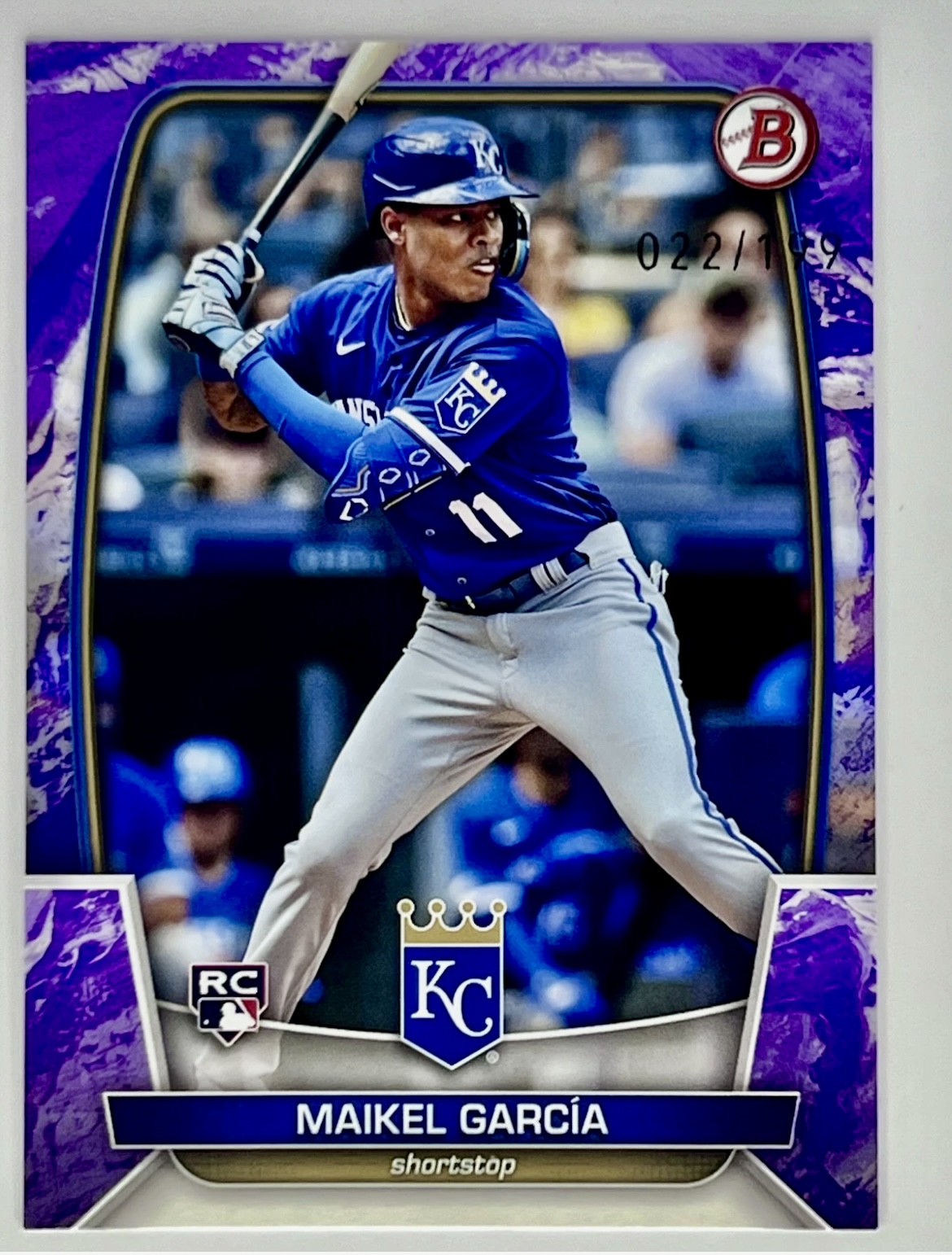 2023 Bowman Maikel Garcia #44 Purple pattern Rookie RC /199