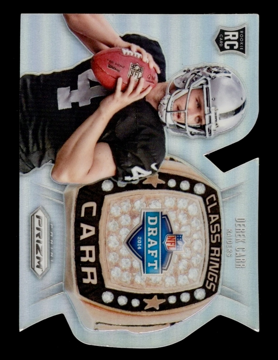 2014 Prizm Derek Carr #CR4 Class Rings die cut Silver Prizm Rookie RC