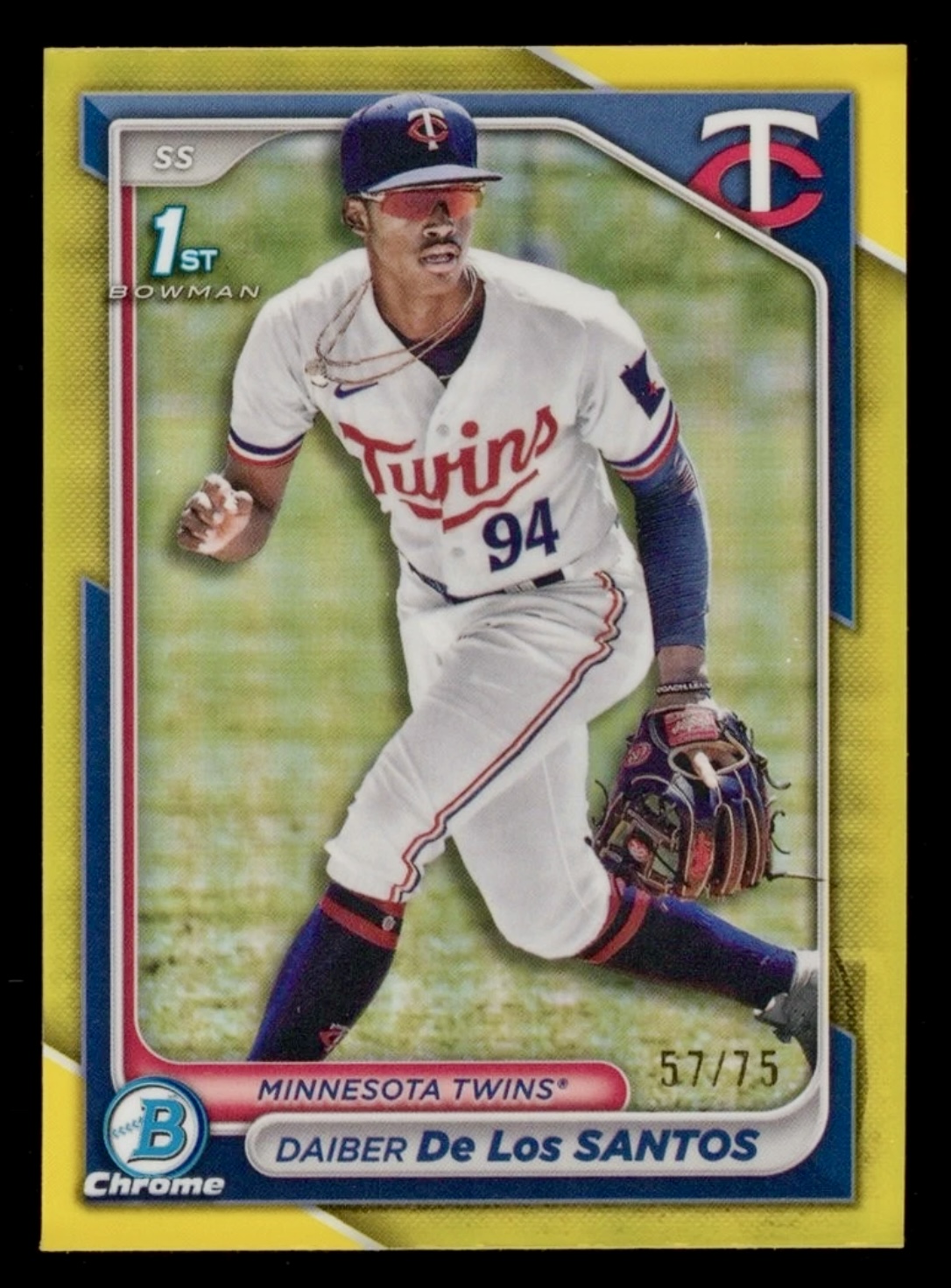 2024 Bowman Cheome Daiber De Los Santos #BCP-185 1st Bowman RC Rookie Yellow Refractor /75 🔥🔥