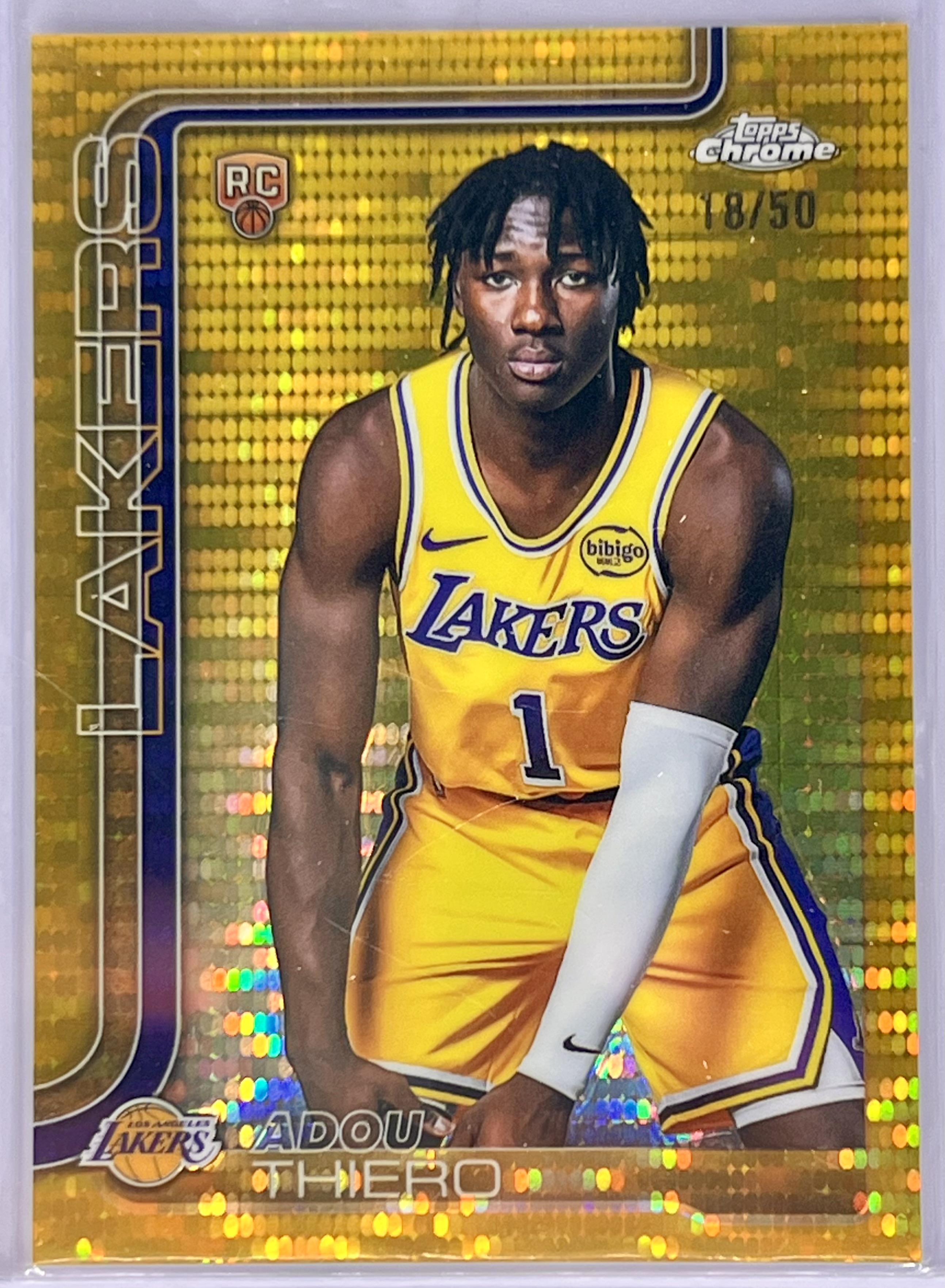 2025-26 Topps Chrome Adou Thiero #286 Gold Pulsar Refractor /50 Rookie RC Lakers