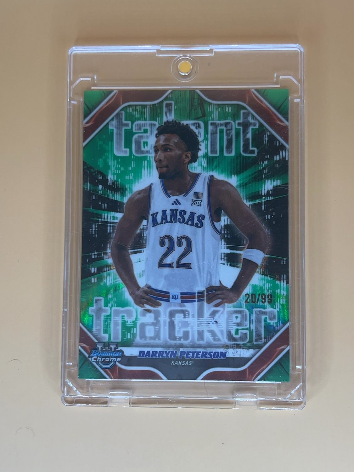 2025-26 Bowman Chrome U Darryn Peterson #TT-2 Talent Tracker Green Refractor /99 Rookie RC Projected #2 Pick