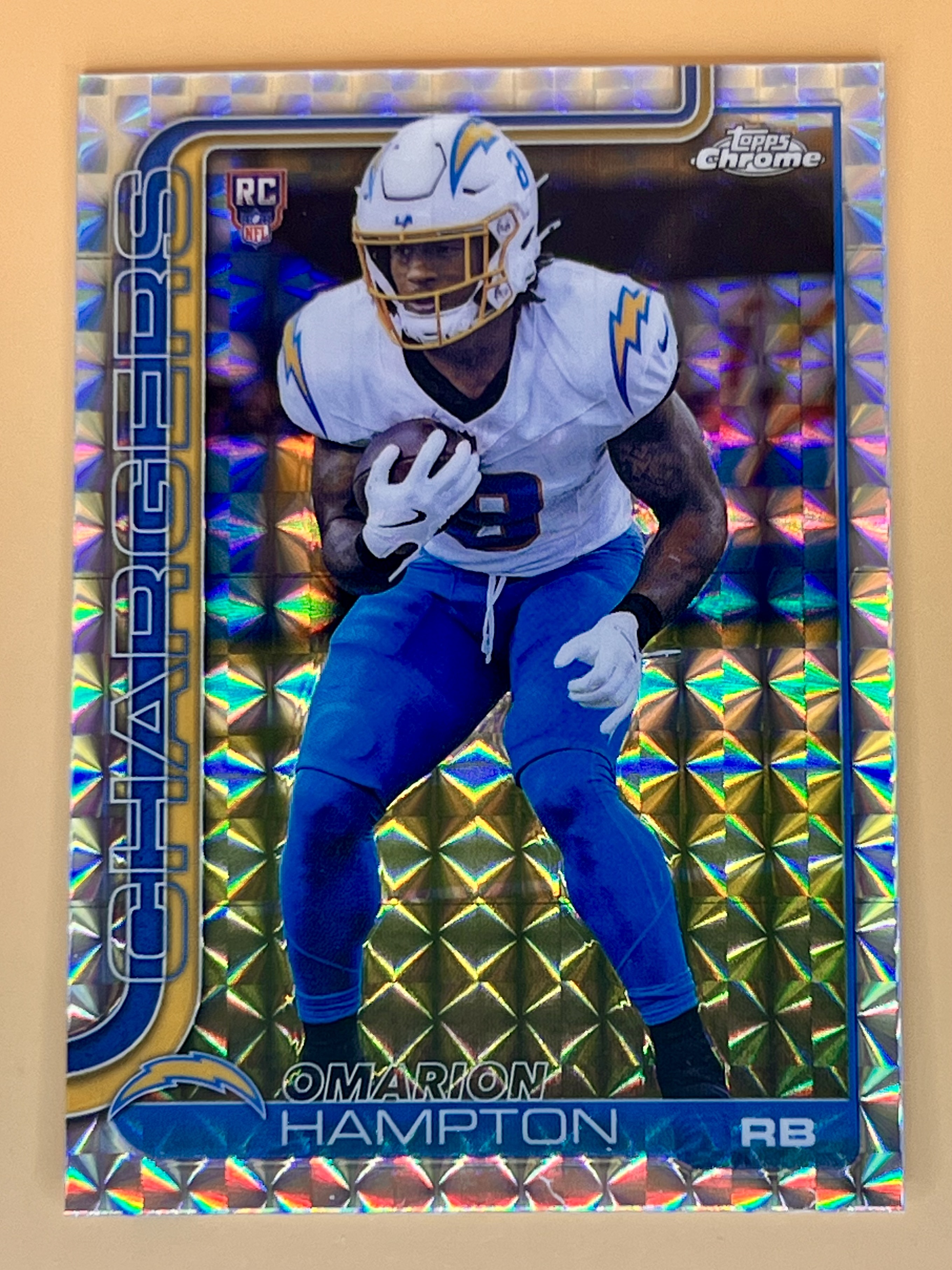 2025 Topps Chrome Omarion Hampton #324 Geometric Refractor Rookie RC Chargers